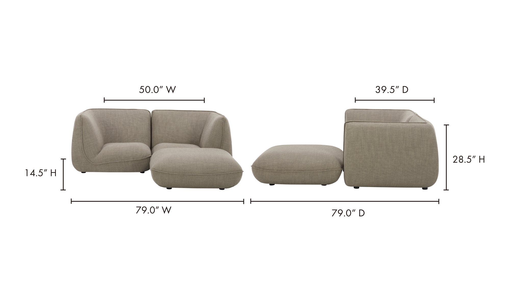 Zeppelin Nook Modular Sectional Speckled Pumice