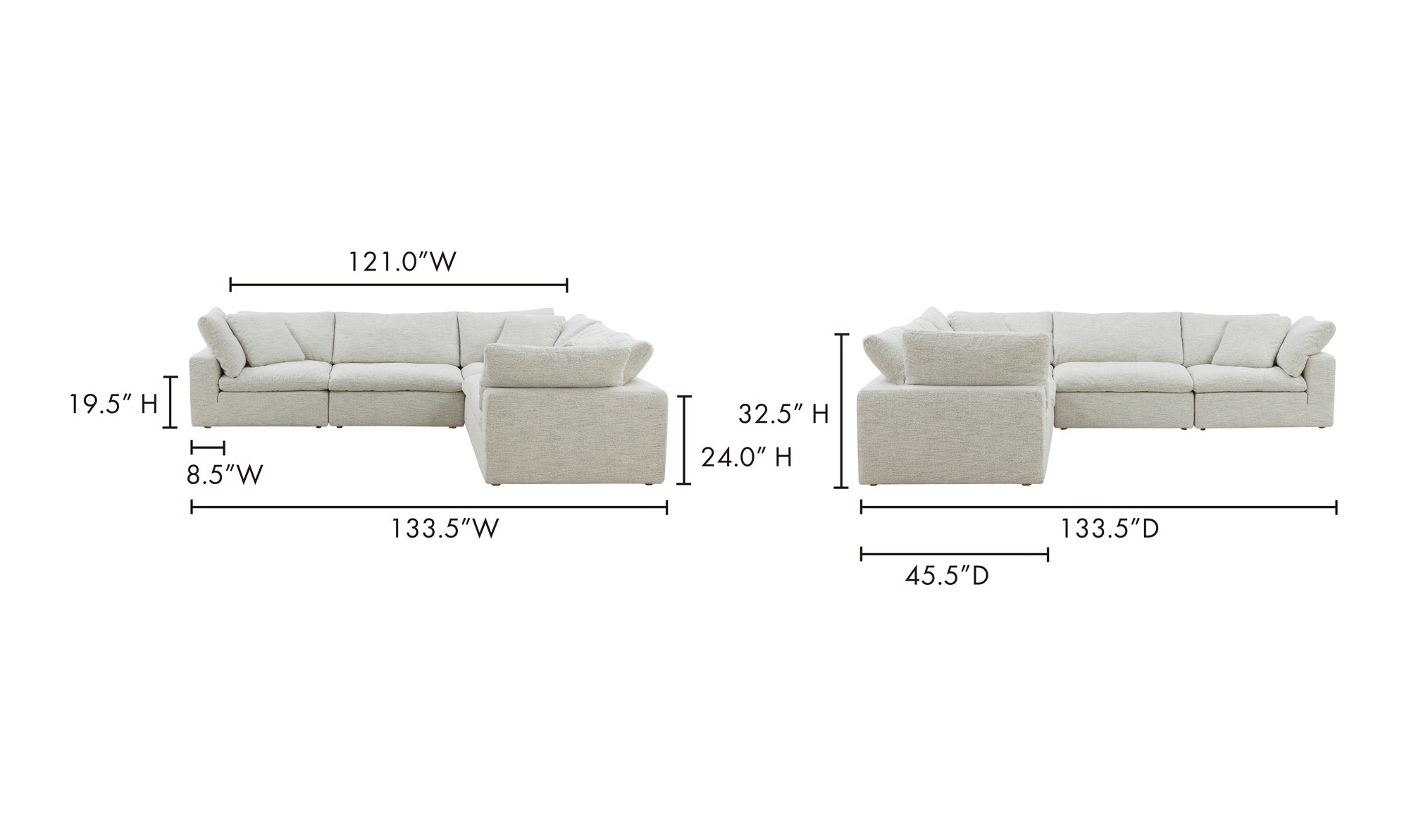 Clay Classic L-Shaped Modular Sectional