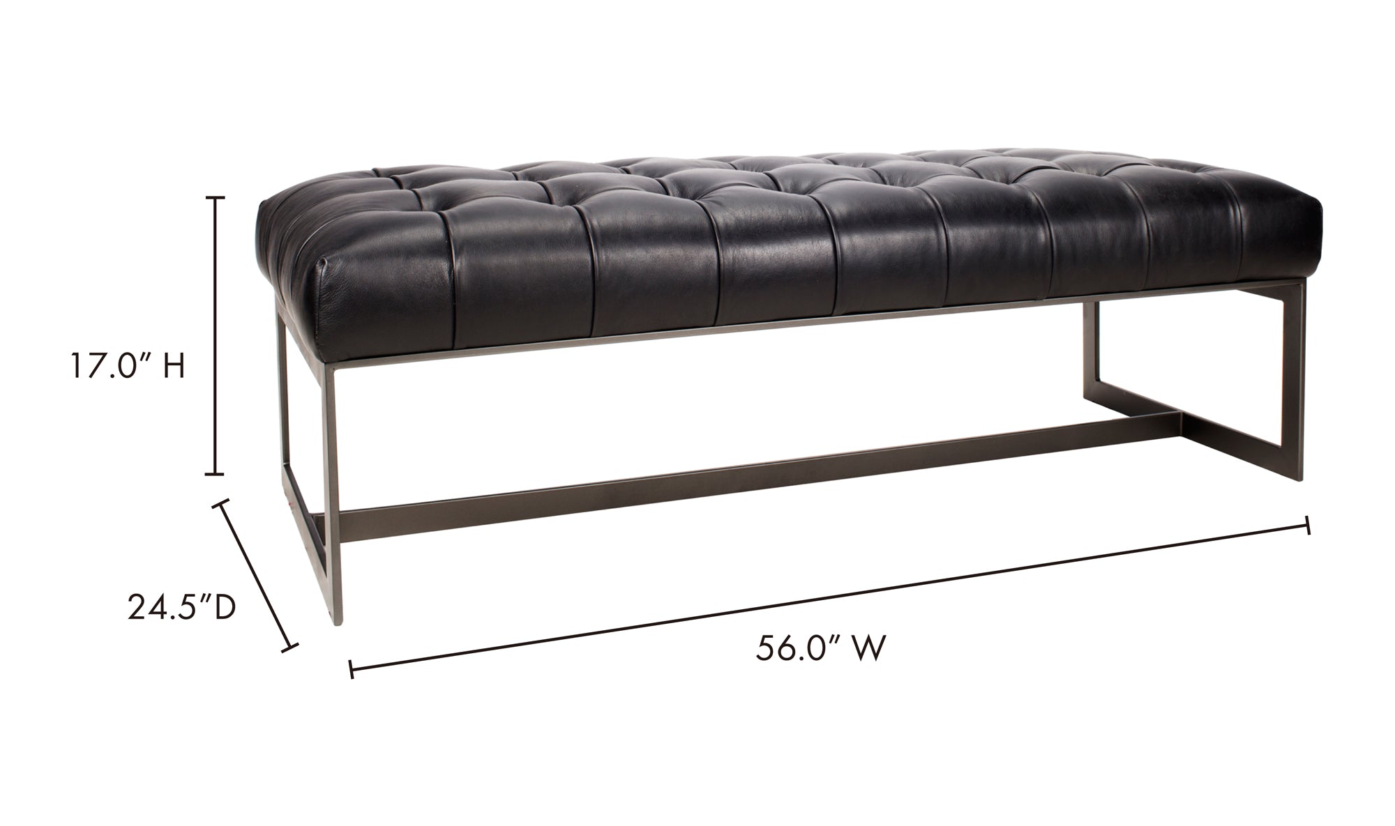 Wyatt Leather Bench Black