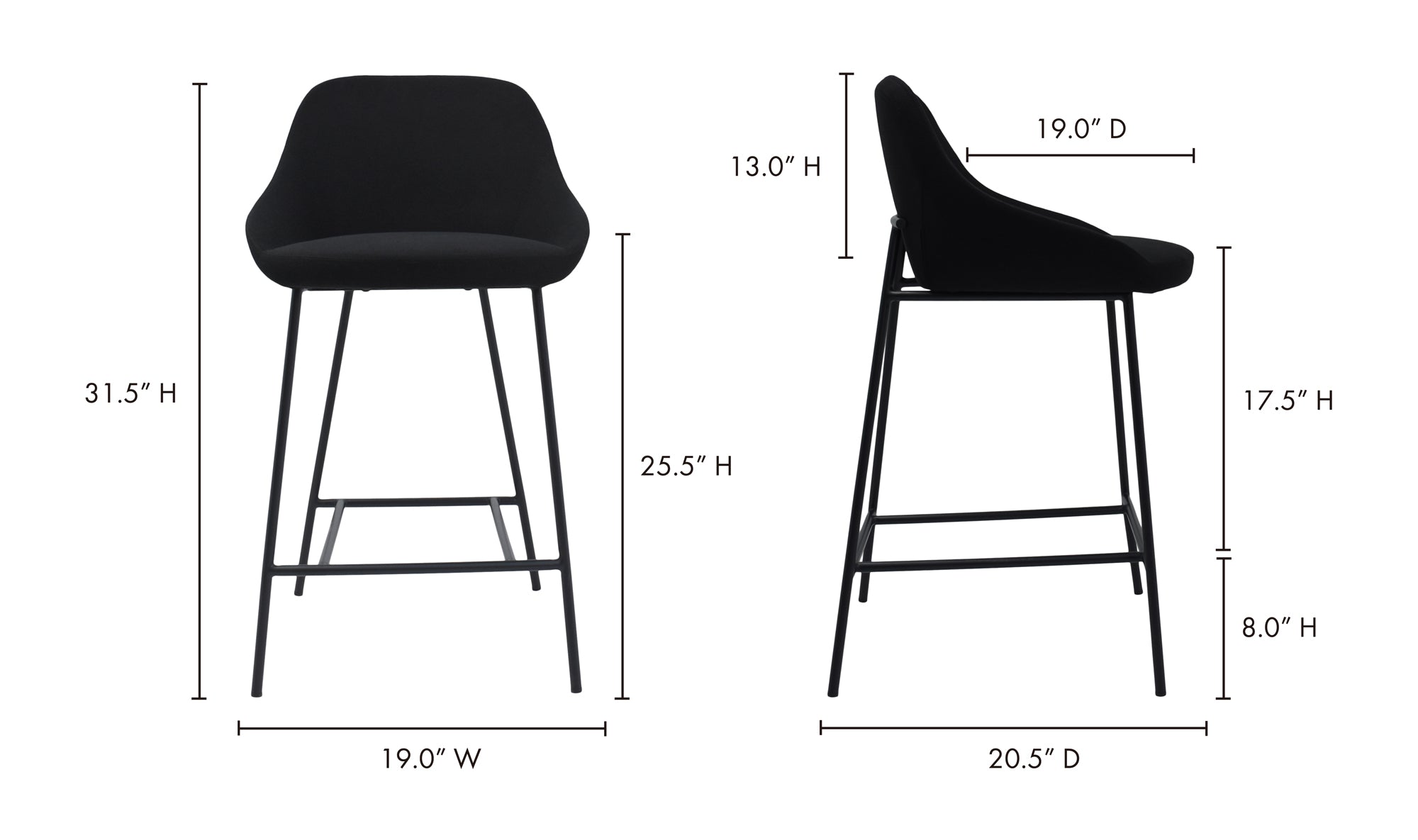 Shelby Counter Stool Black