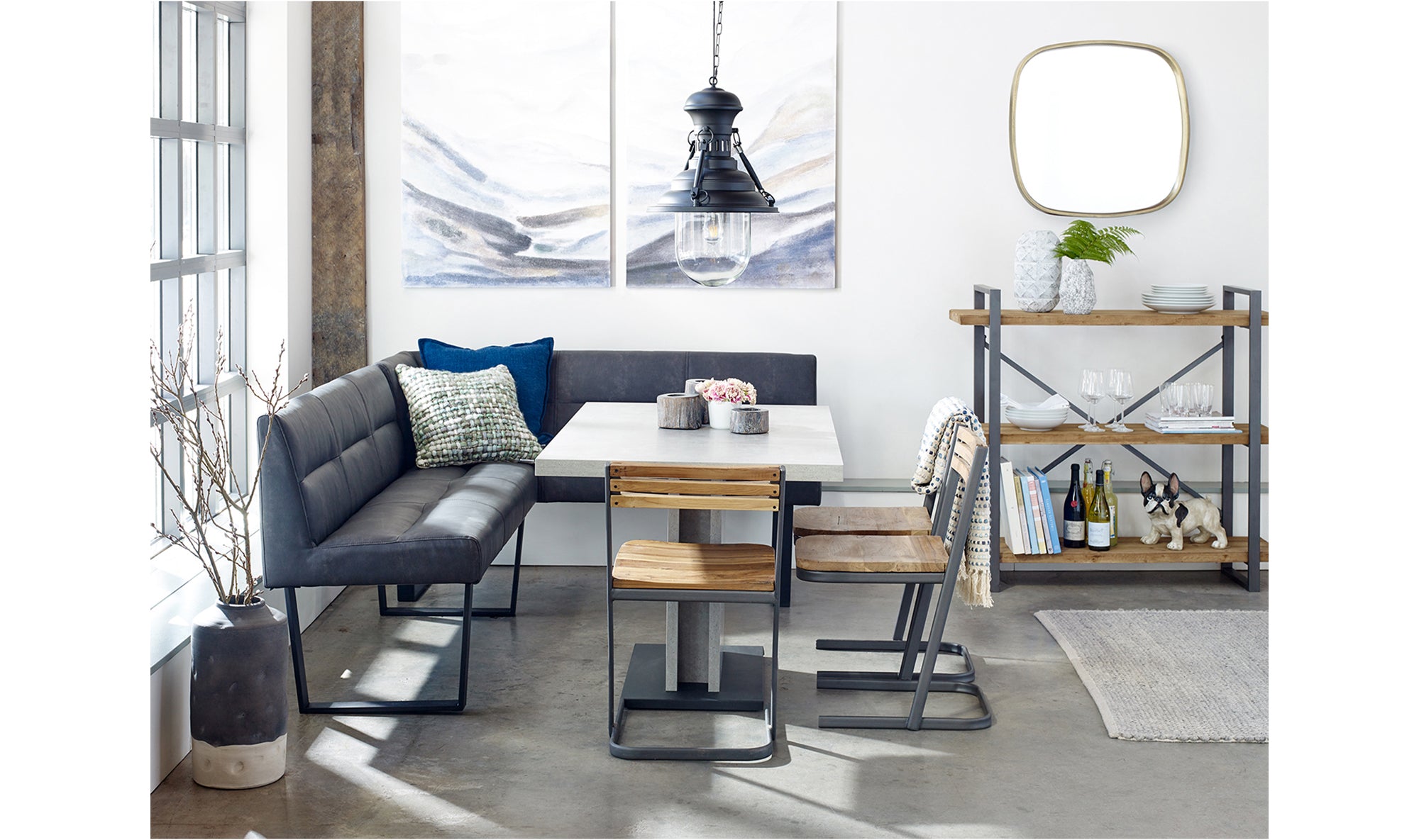 Hanlon Corner Bench Dark Grey