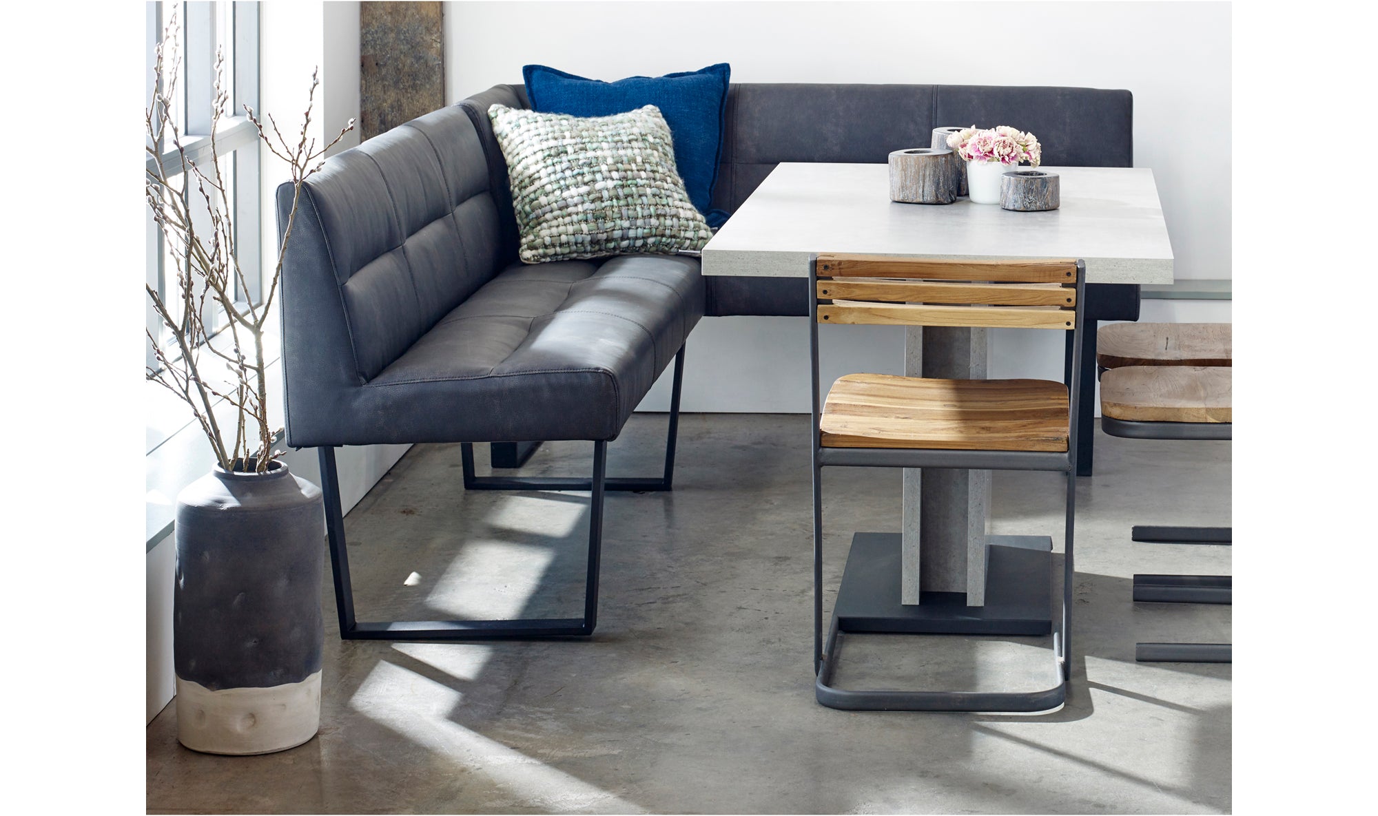 Hanlon Corner Bench Dark Grey