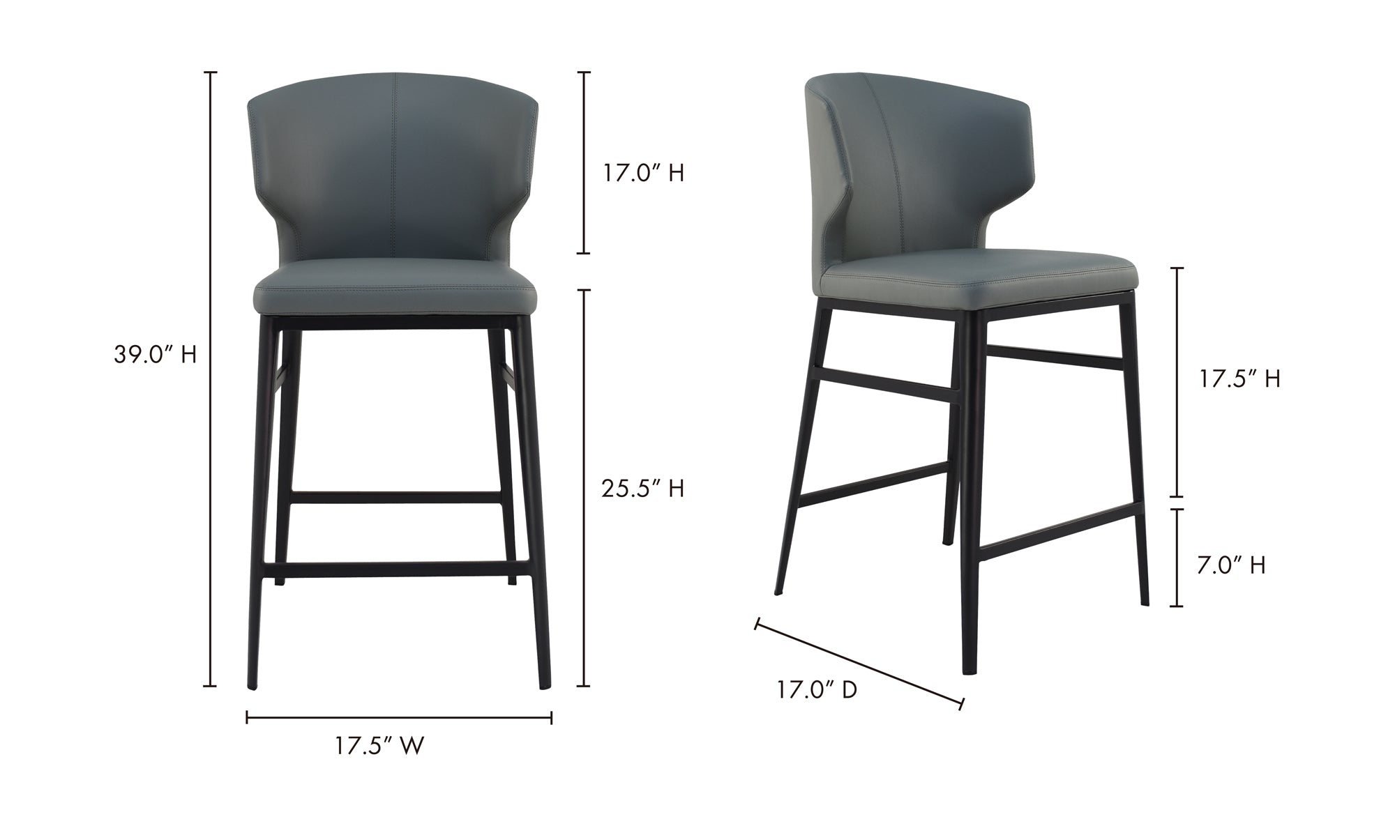 Delaney Counter Stool Grey