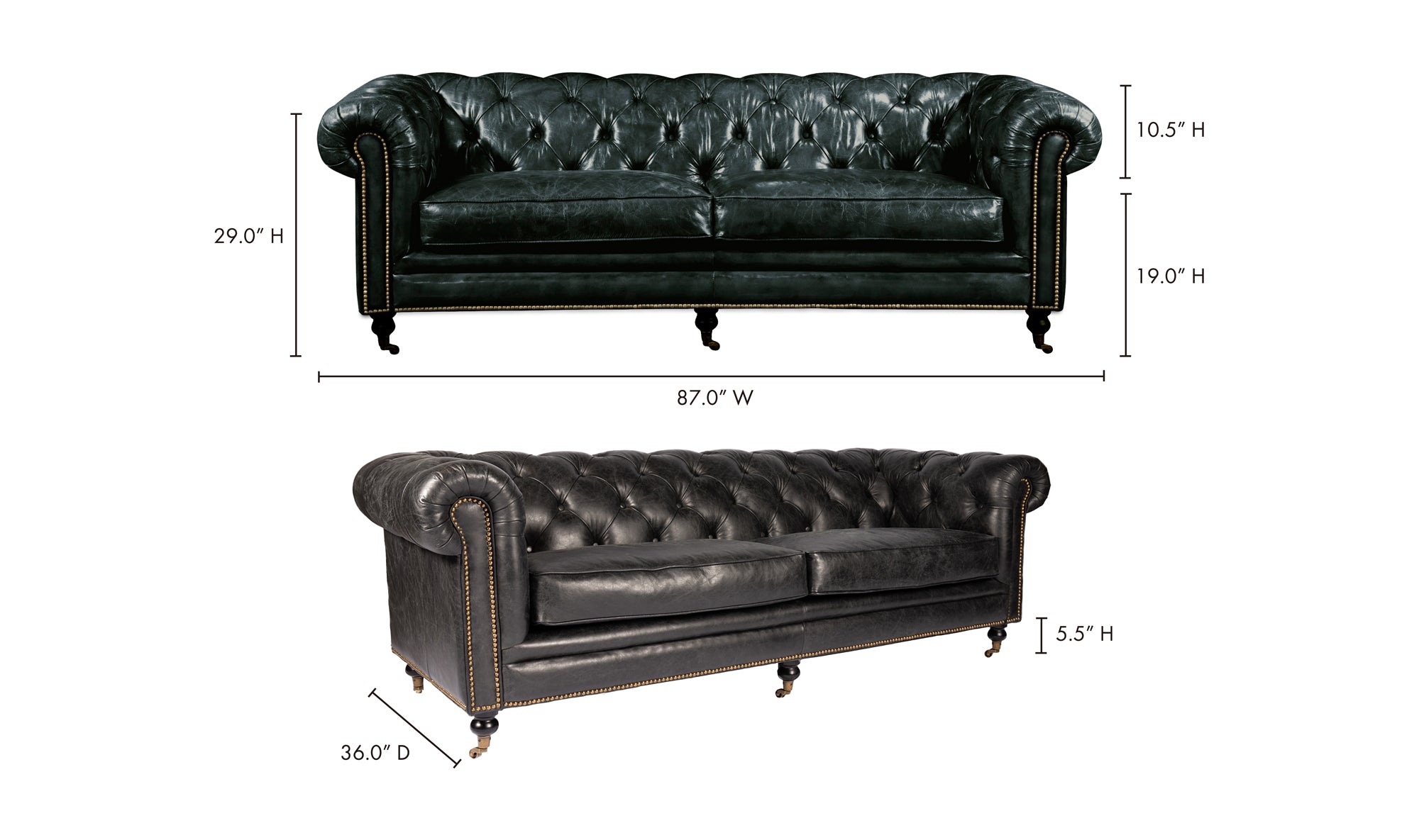 Birmingham Sofa Black Leather