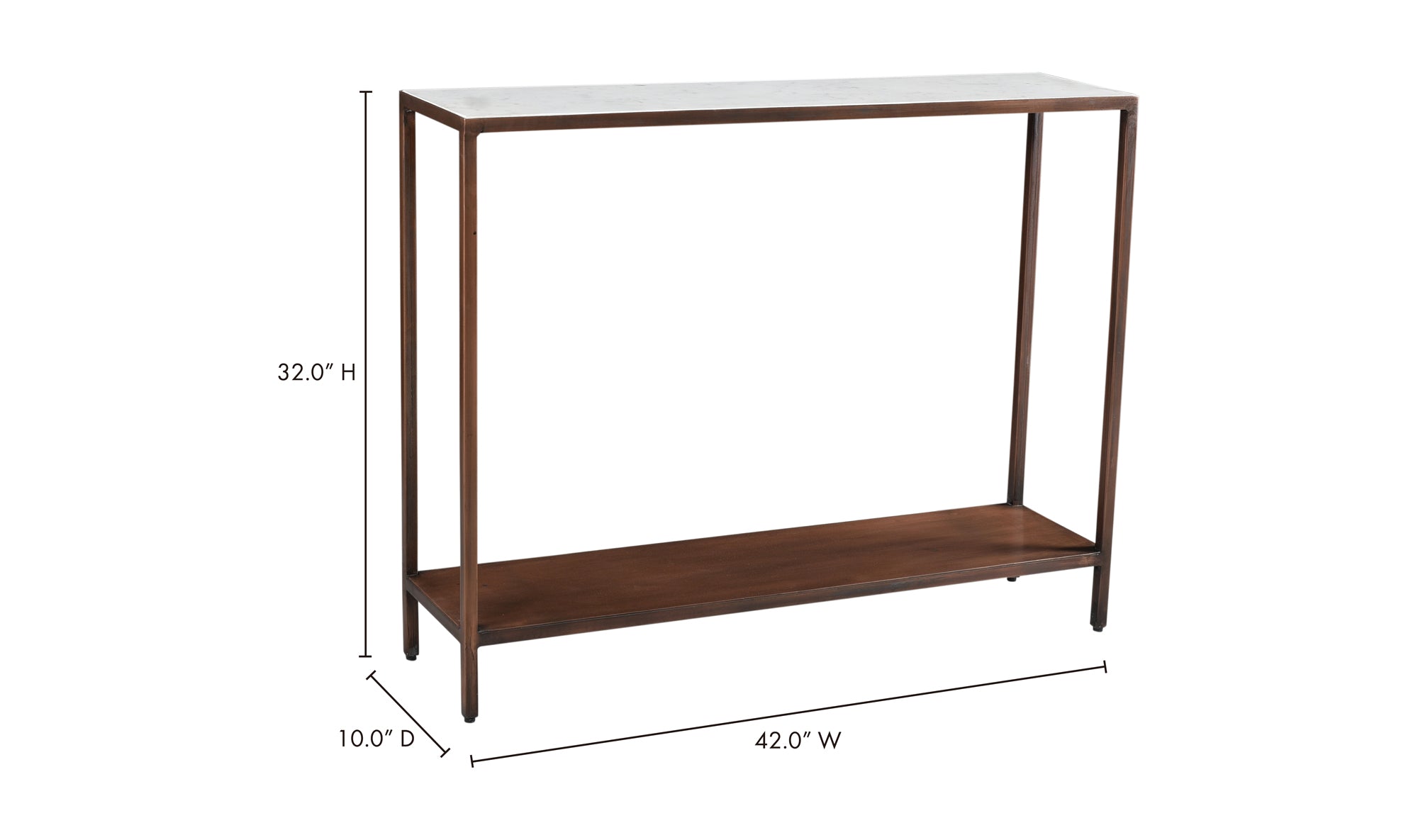 Bottego Console Table Antique Copper