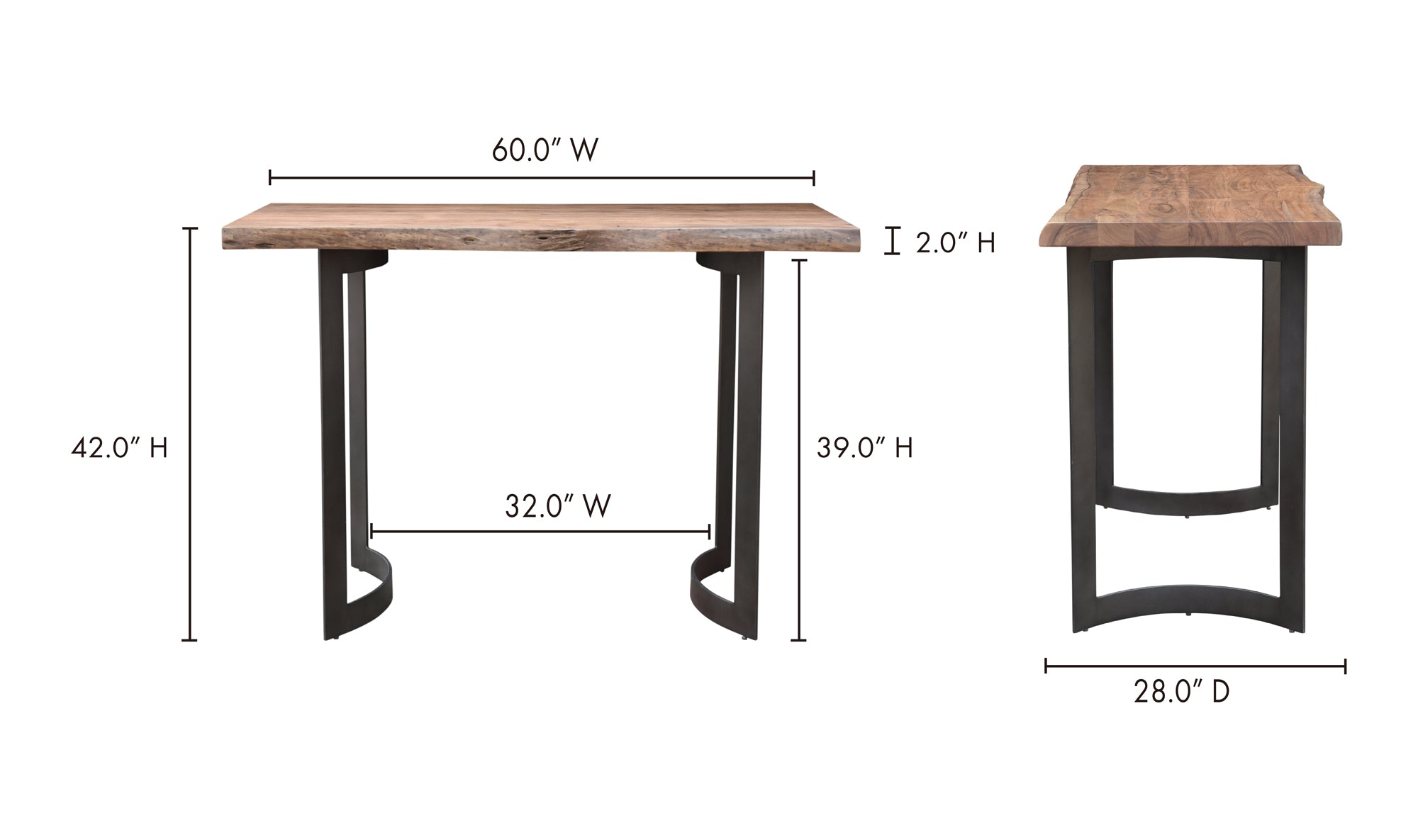 Bent Bar Table Smoked