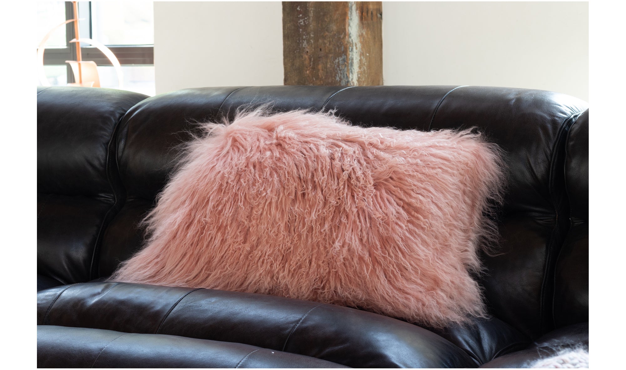 Lamb Fur Pillow Pink