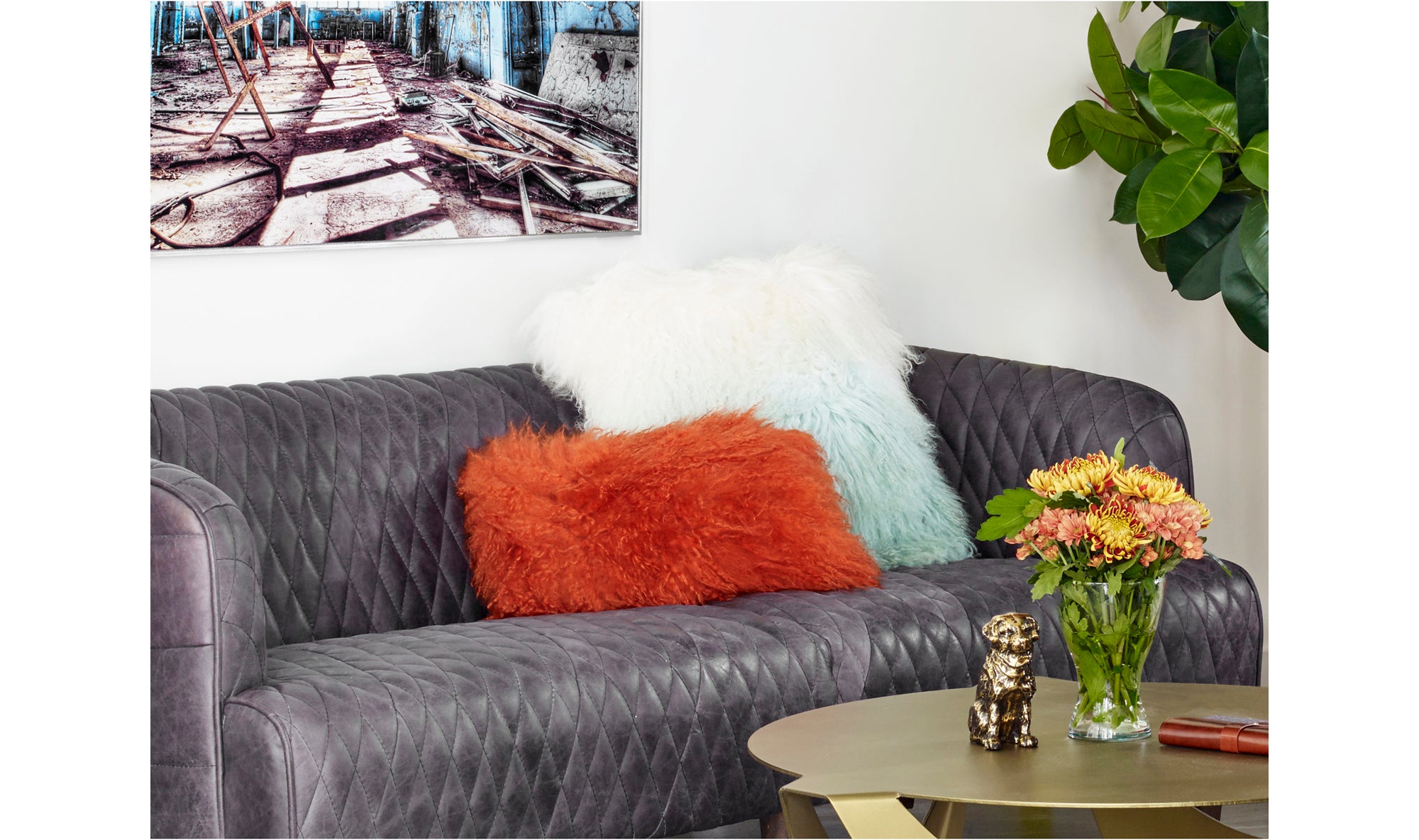 Lamb Fur Pillow Pink