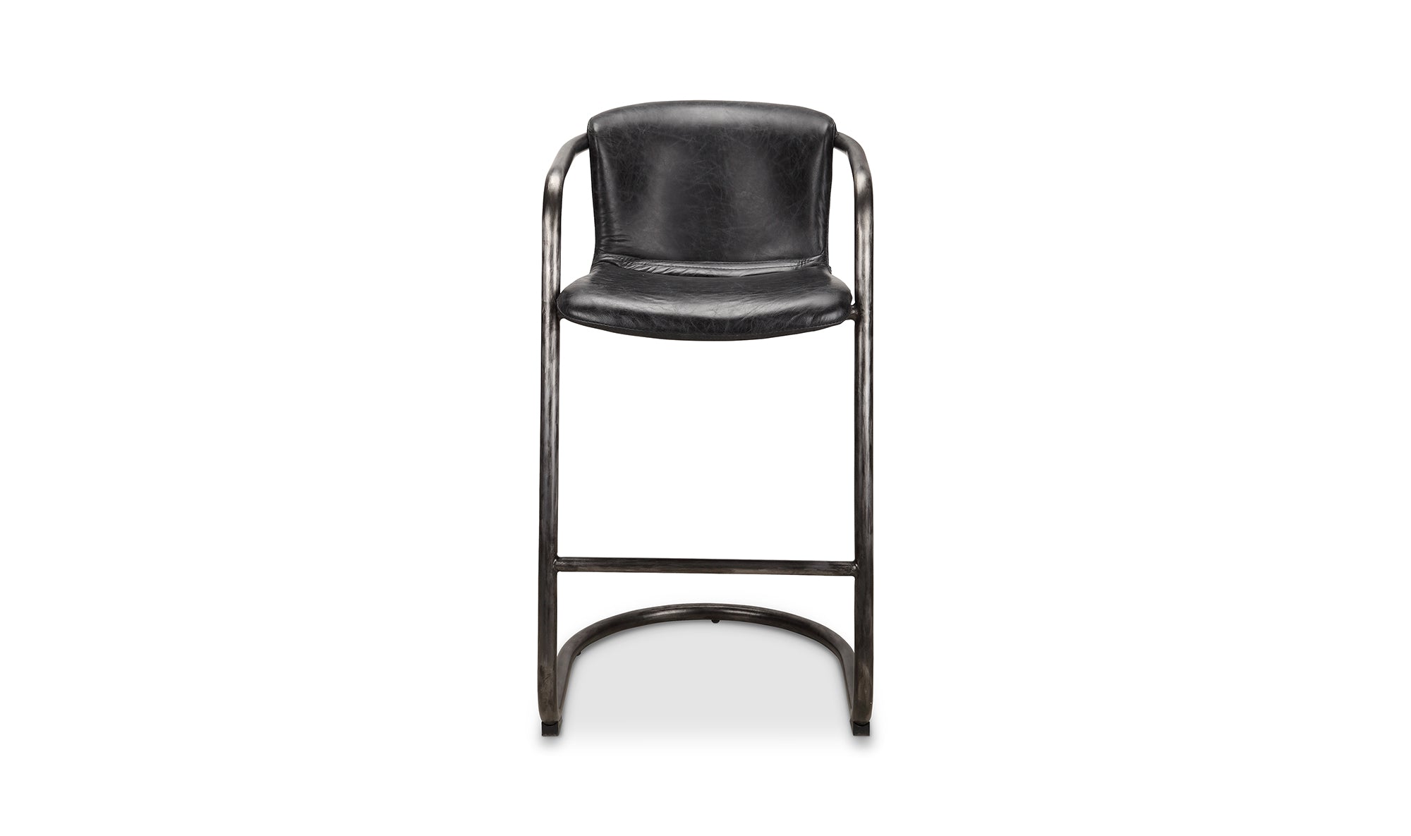 Freeman Barstool Onyx Black Leather - Set Of Two