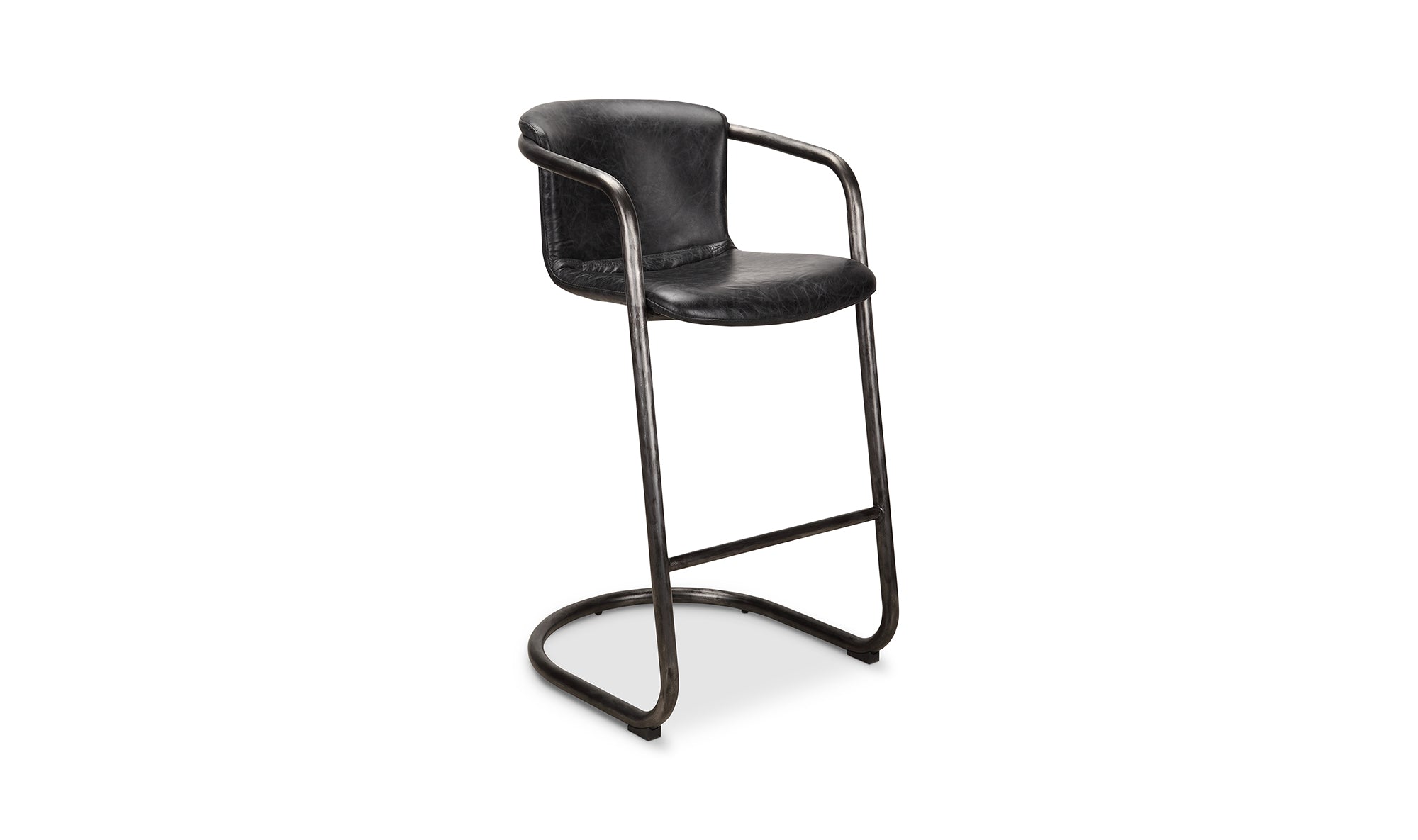 Freeman Barstool Onyx Black Leather - Set Of Two