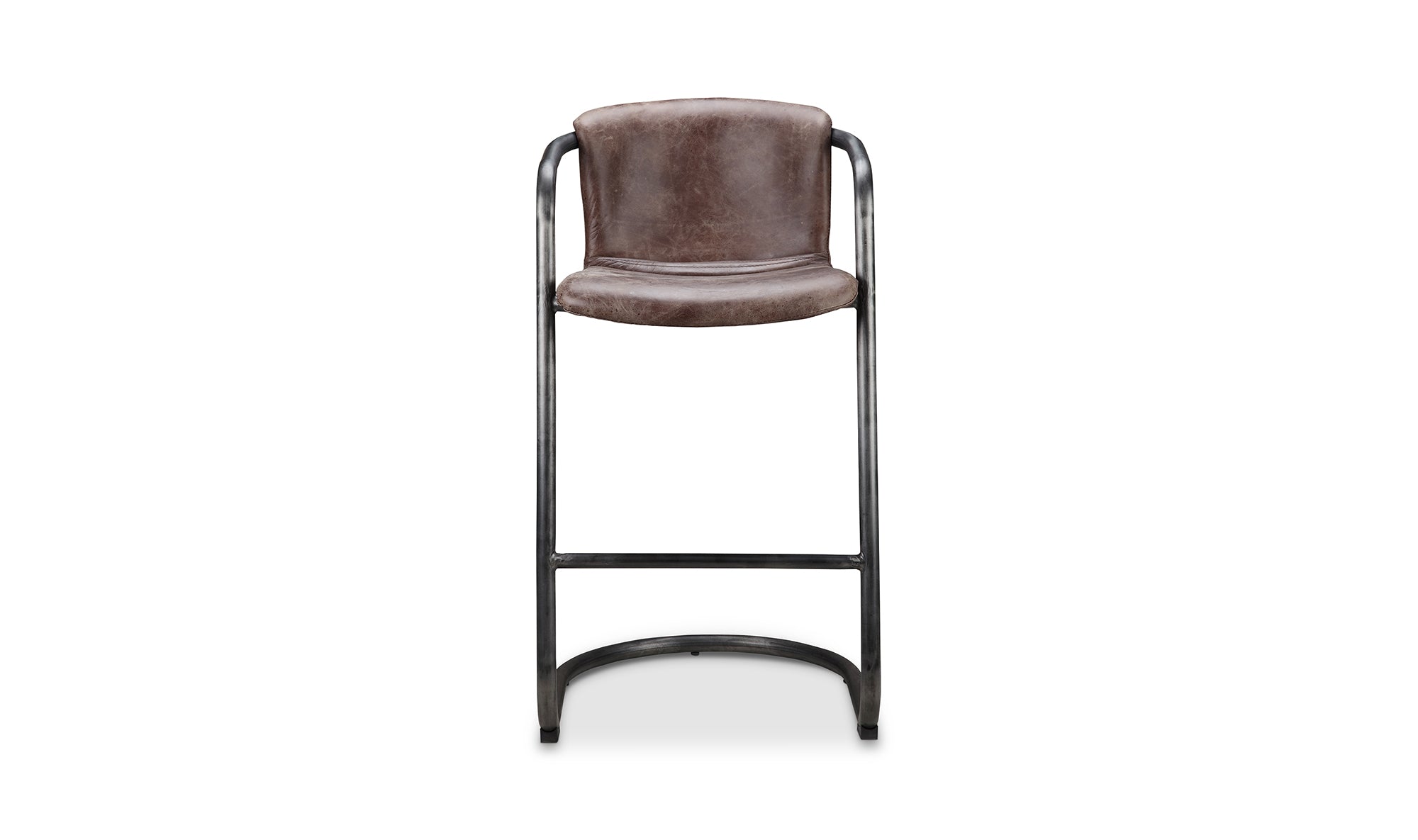 Freeman Barstool Grazed Brown Leather - Set Of Two