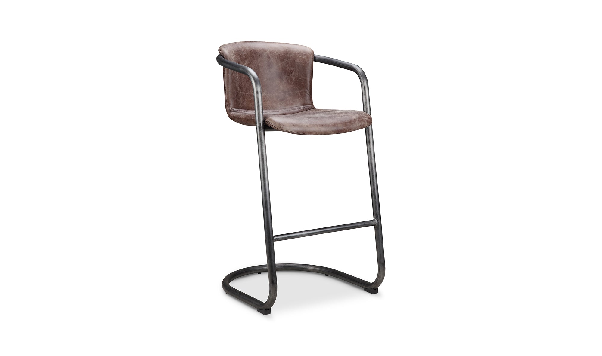 Freeman Barstool Grazed Brown Leather - Set Of Two