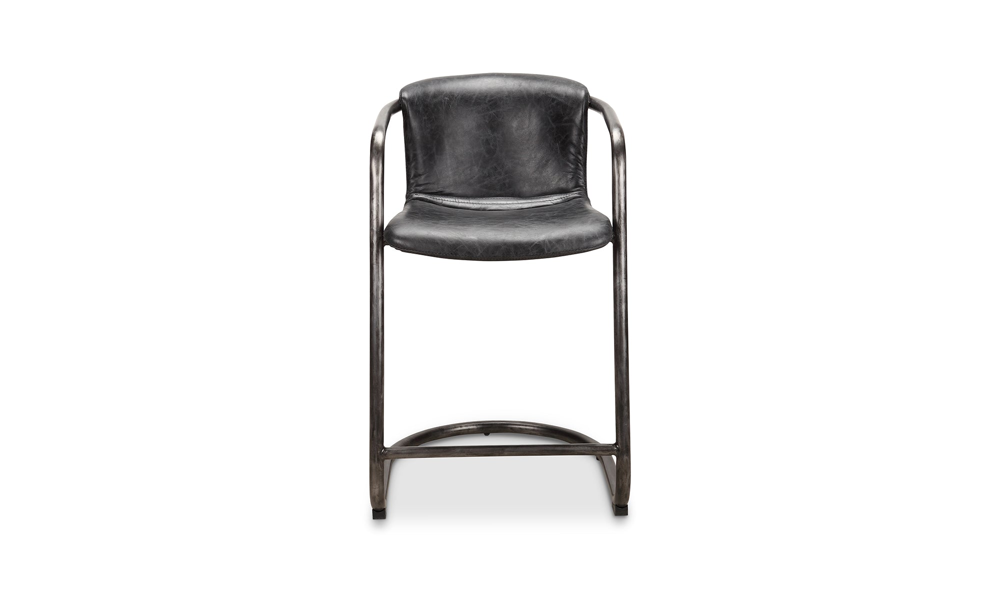 Freeman Counter Stool Onyx Black Leather - Set Of Two