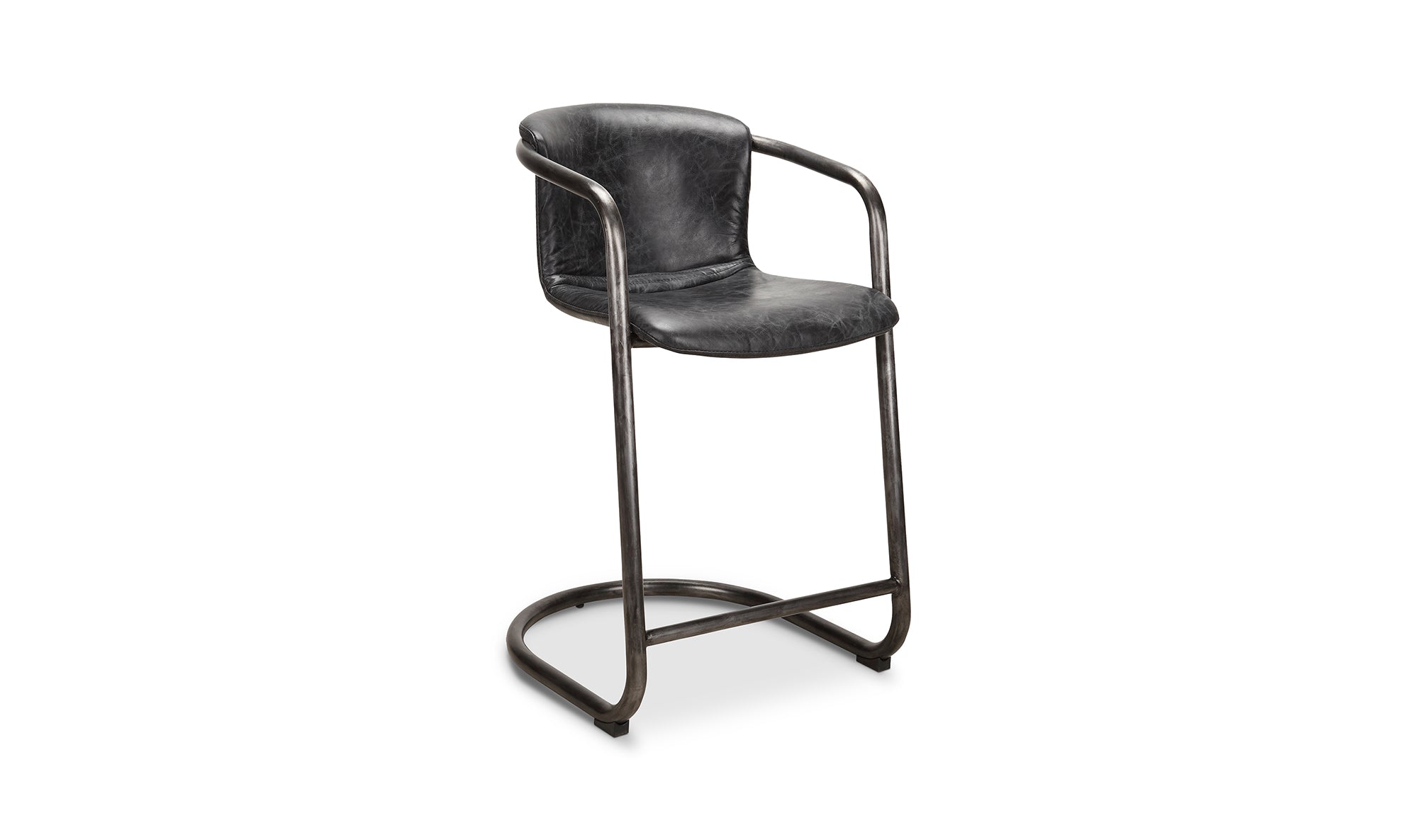 Freeman Counter Stool Onyx Black Leather - Set Of Two