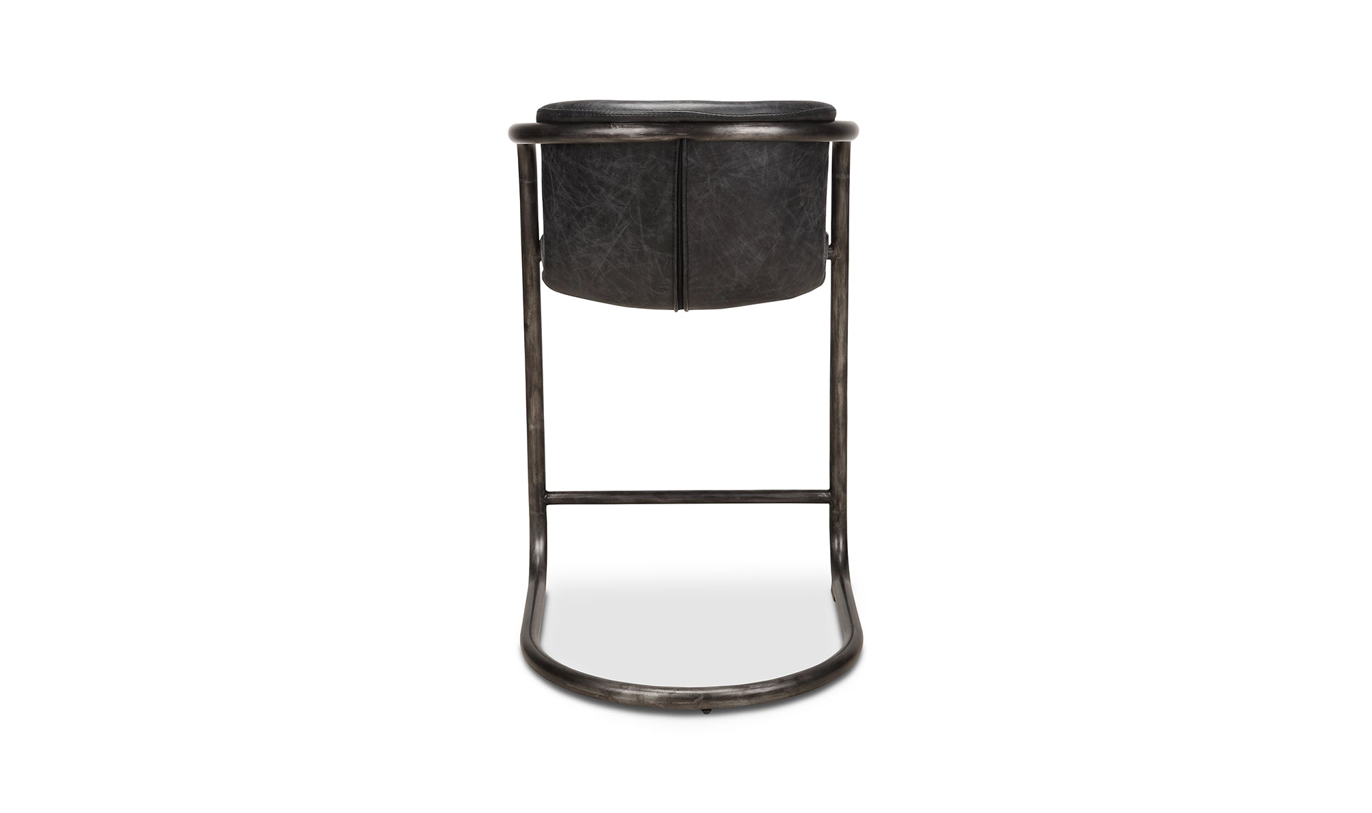 Freeman Counter Stool Onyx Black Leather - Set Of Two
