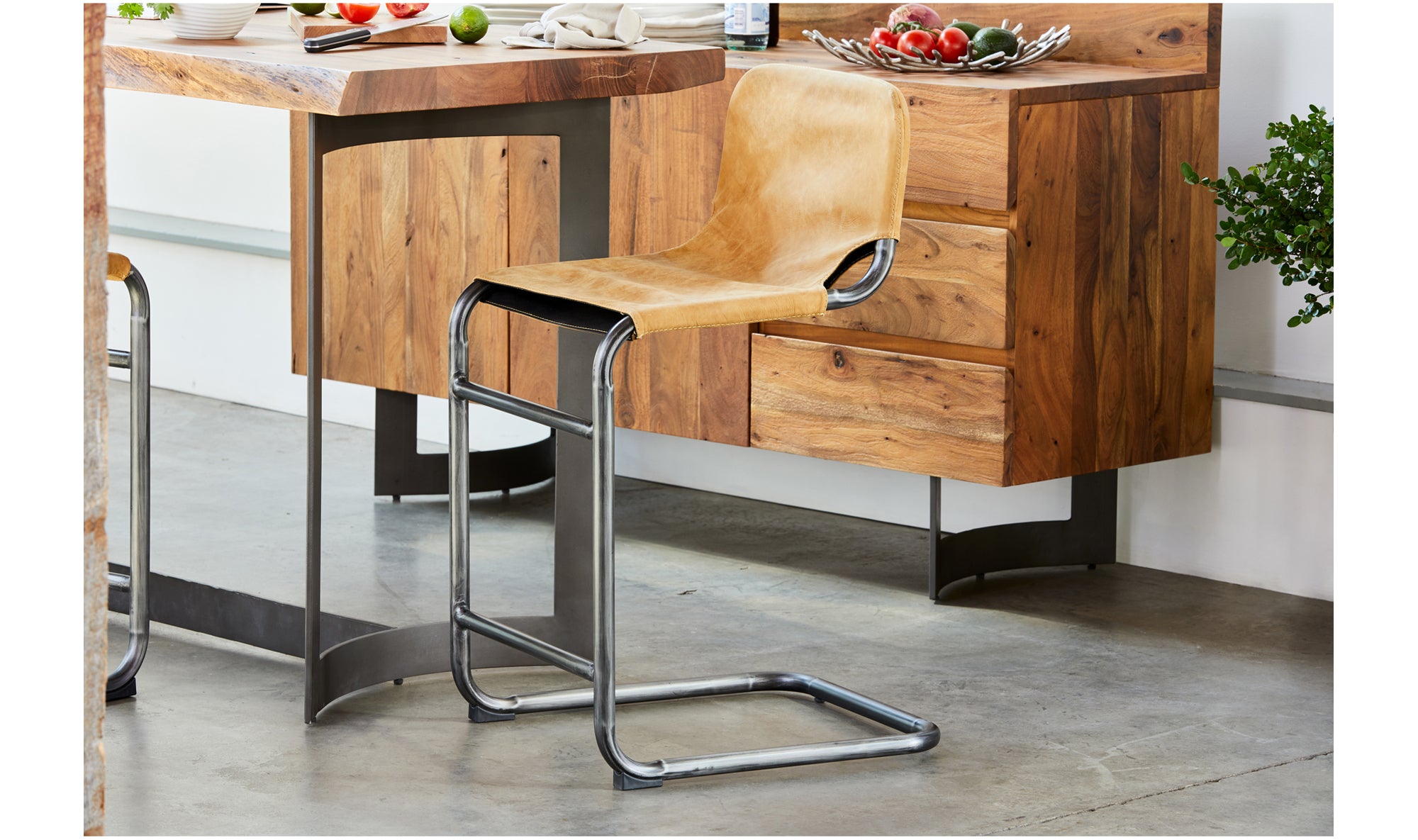 Baker Counter Stool Sunbaked Tan Leather - Set Of Two