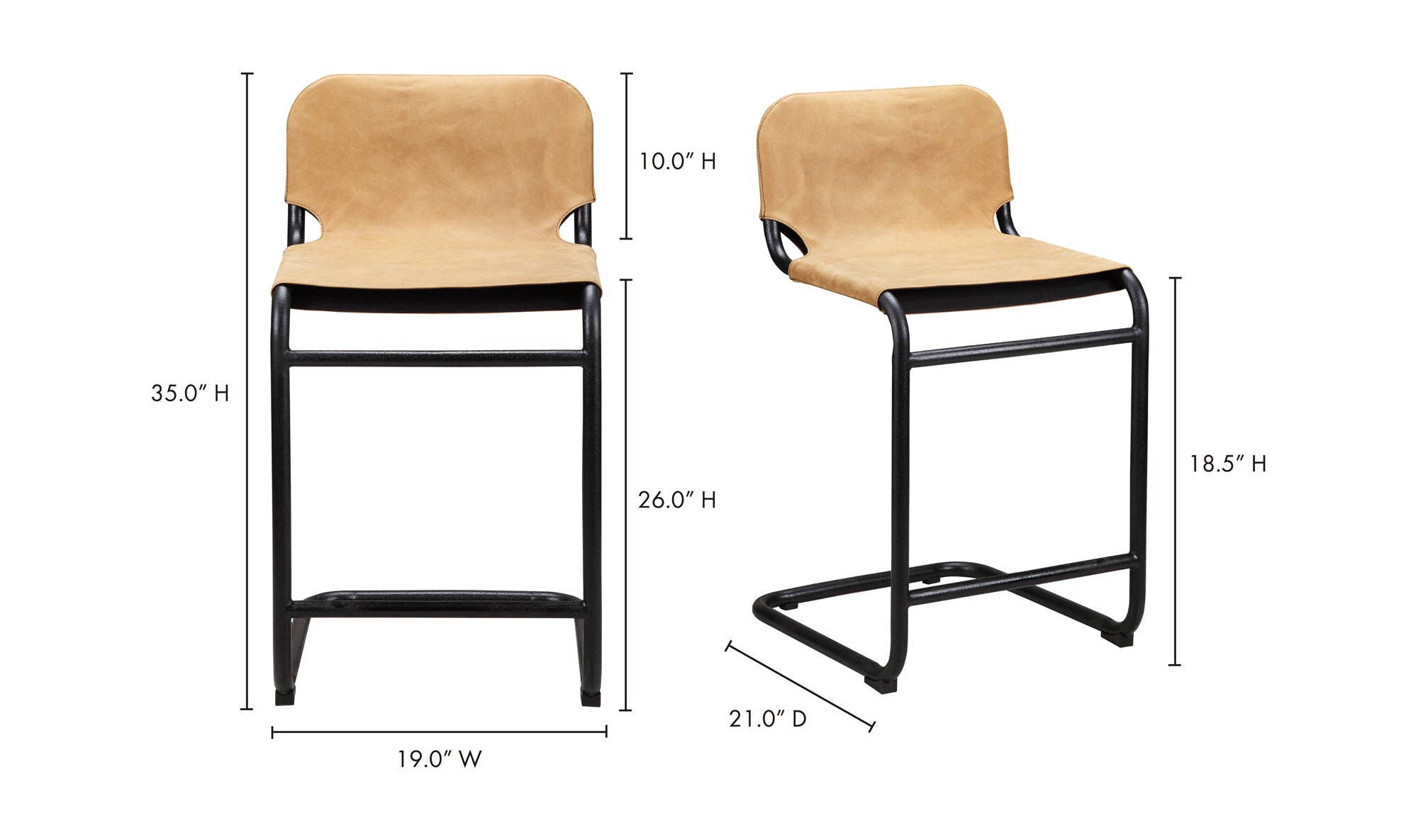 Baker Counter Stool Sunbaked Tan Leather - Set Of Two