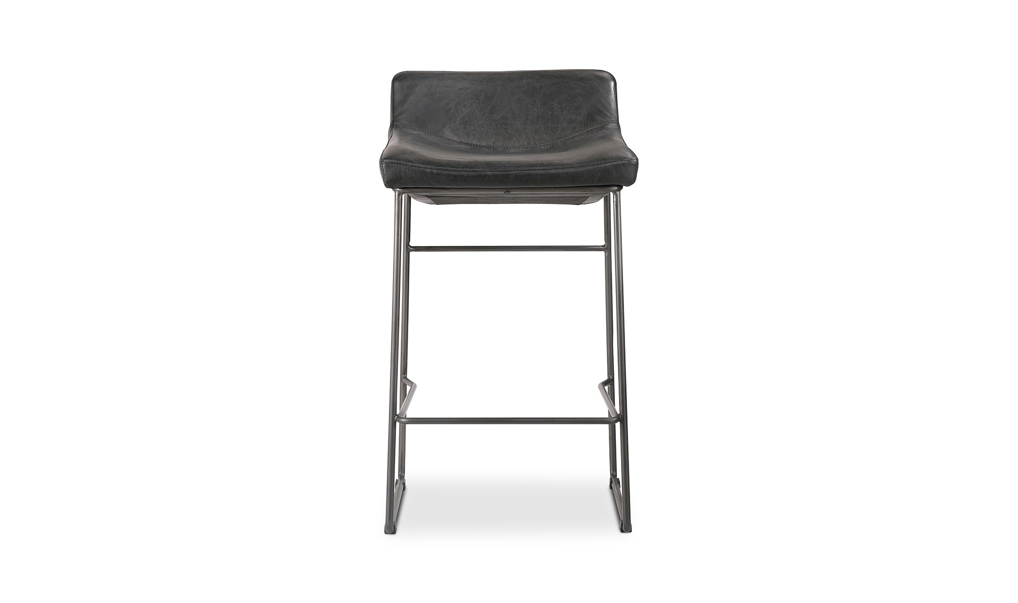 Starlet Counter Stool Onyx Black Leather - Set Of Two