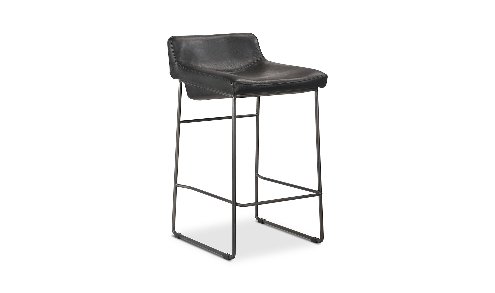Starlet Counter Stool Onyx Black Leather - Set Of Two