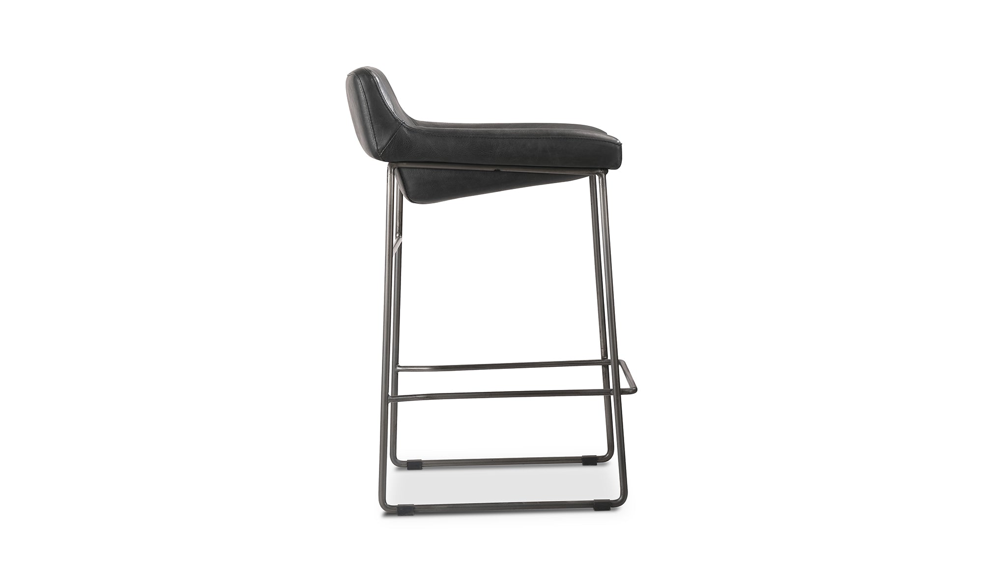 Starlet Counter Stool Onyx Black Leather - Set Of Two