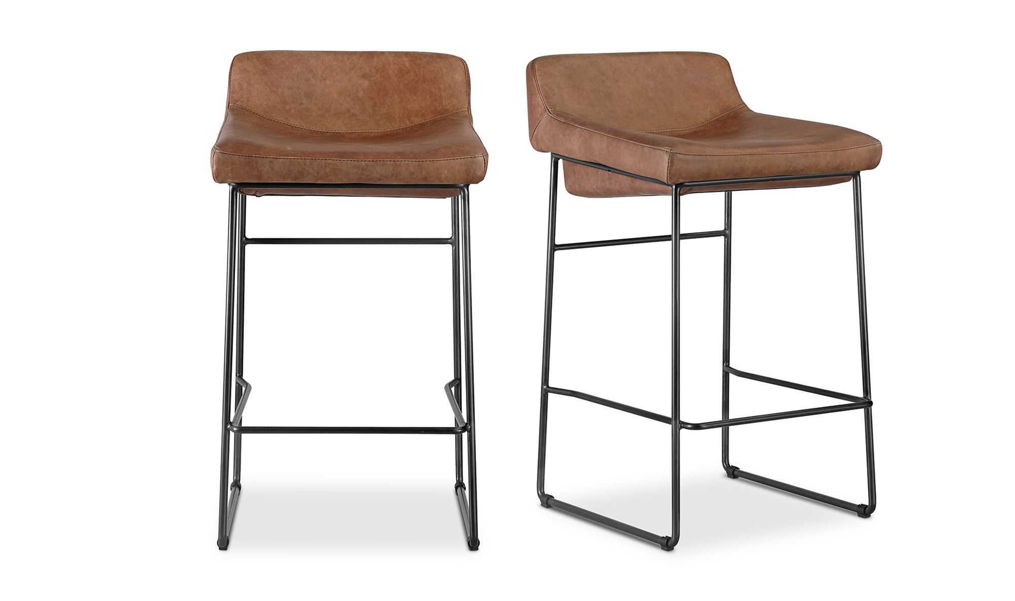Starlet Counter Stool Open Road Brown Leather - Set Of Two
