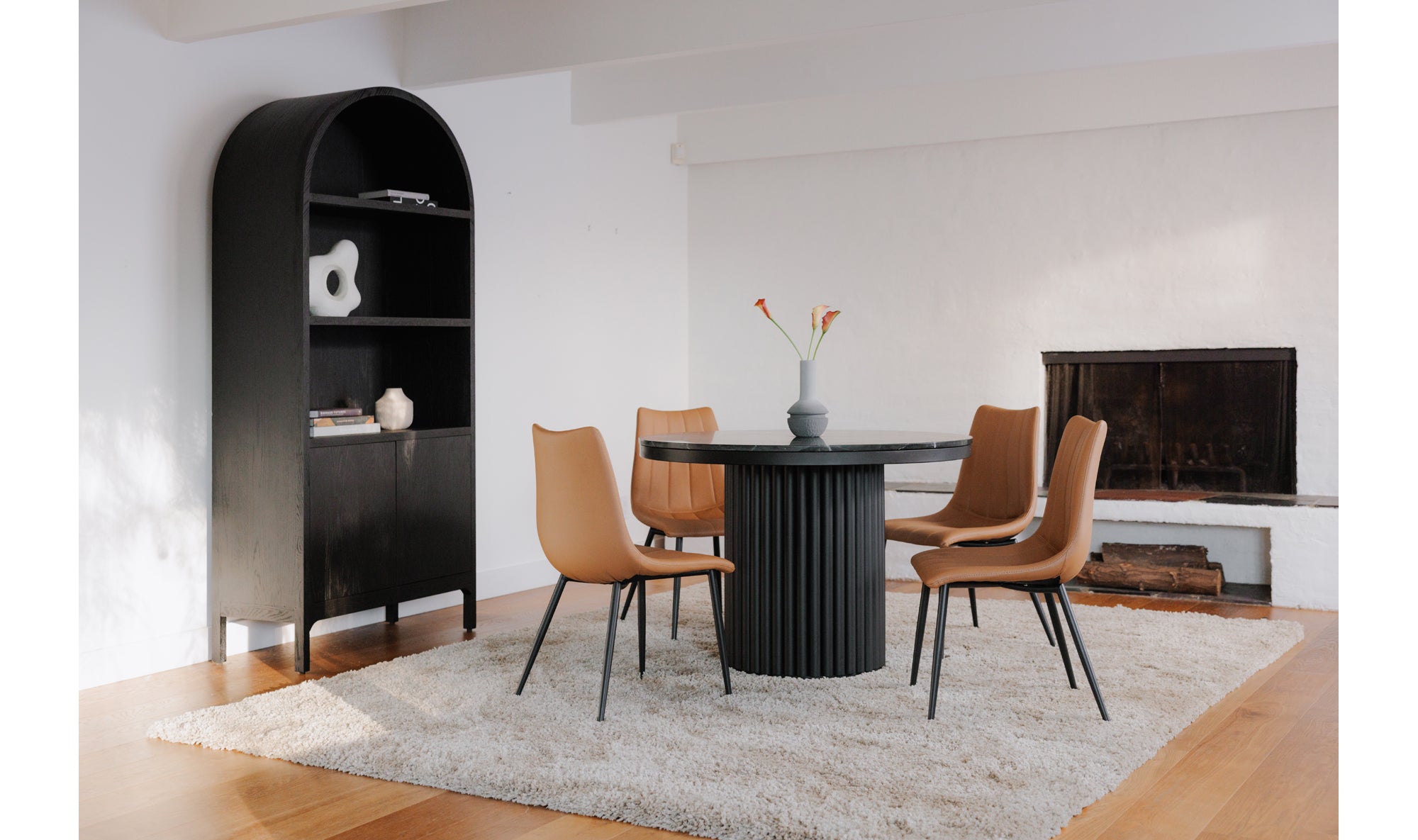 Tower Dining Table Black Marble