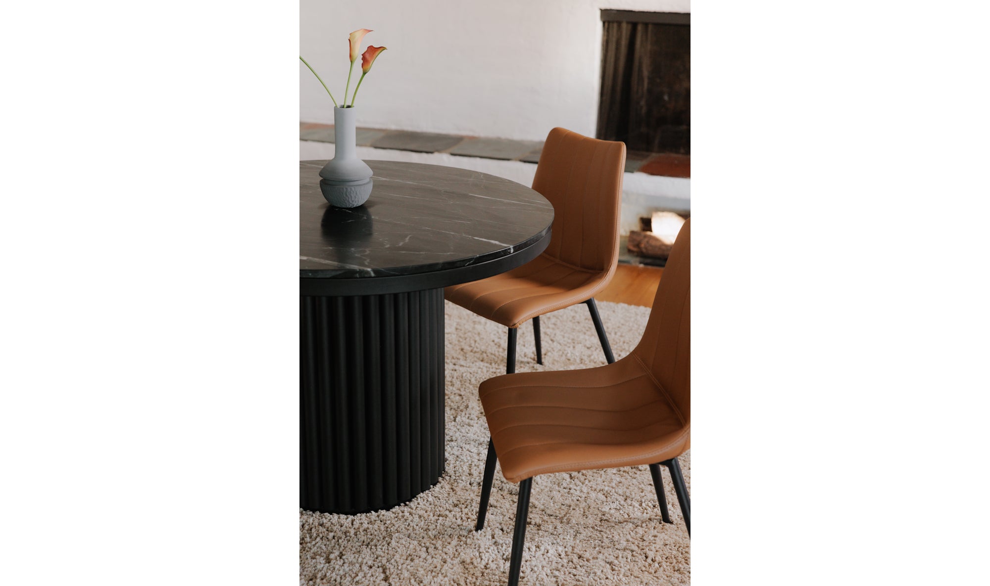 Tower Dining Table Black Marble