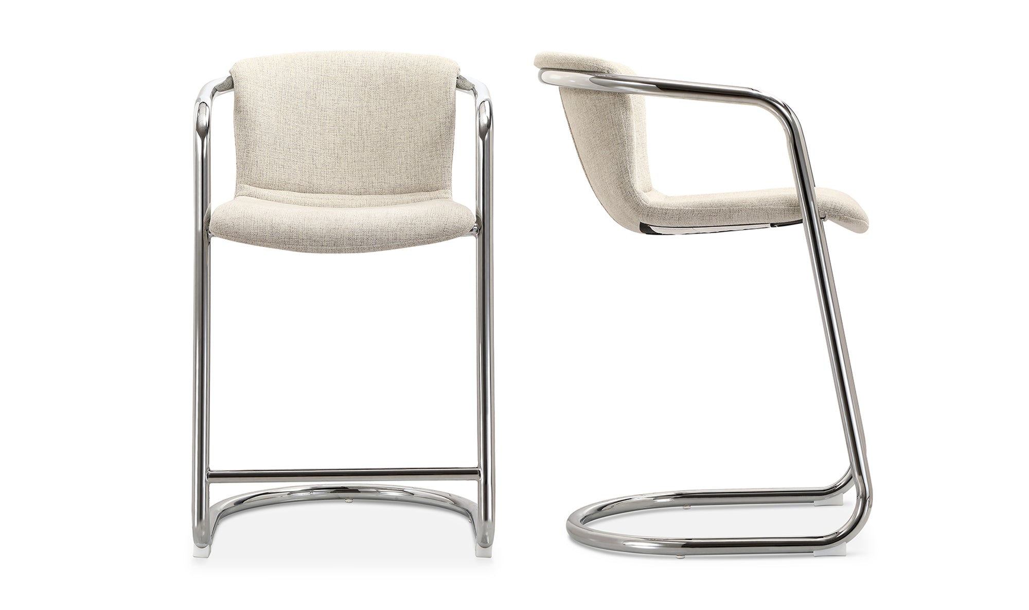 Freeman Chrome Frame Counter Stool Blended Cream - Set Of Two