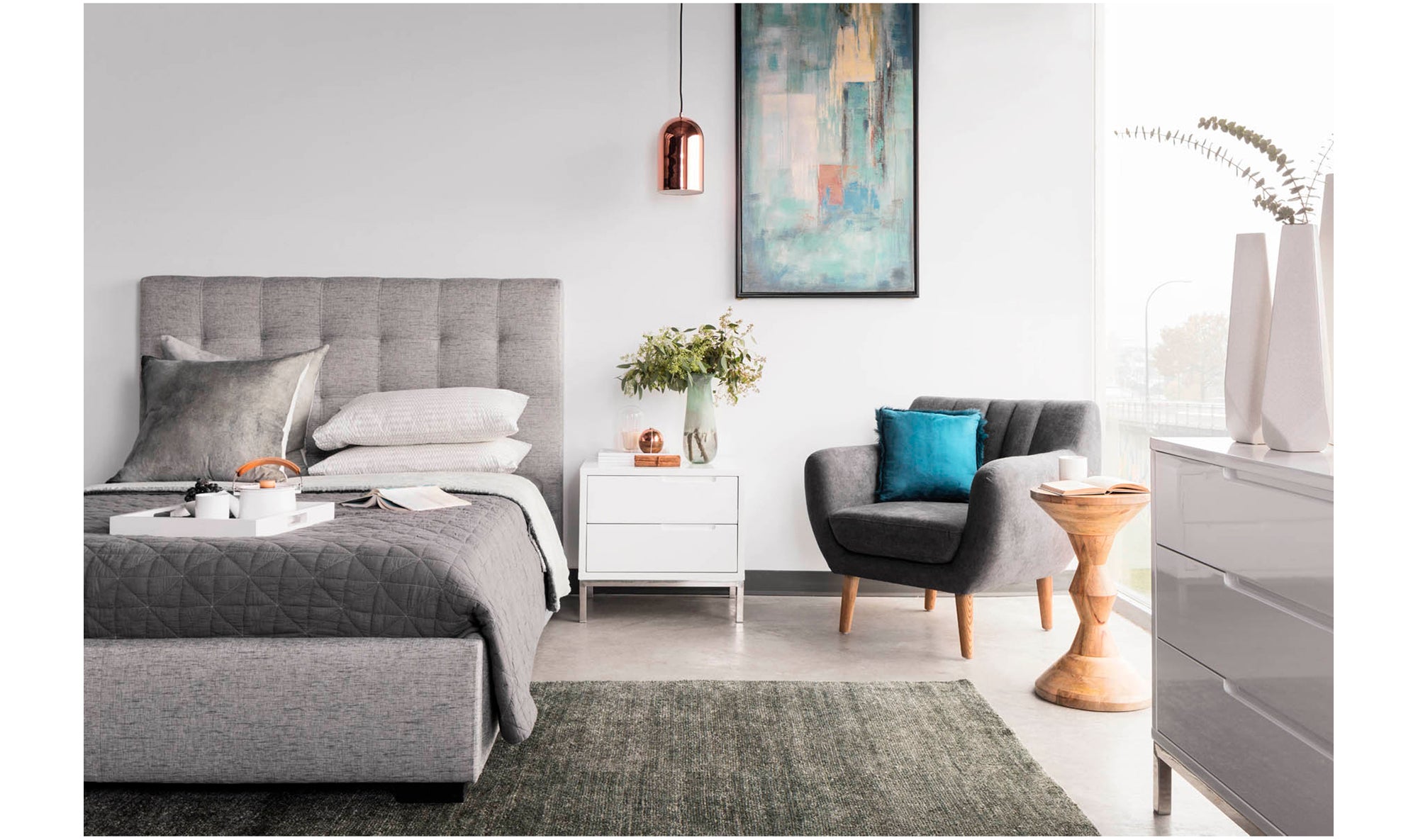 Belle Storage Bed Queen Grey