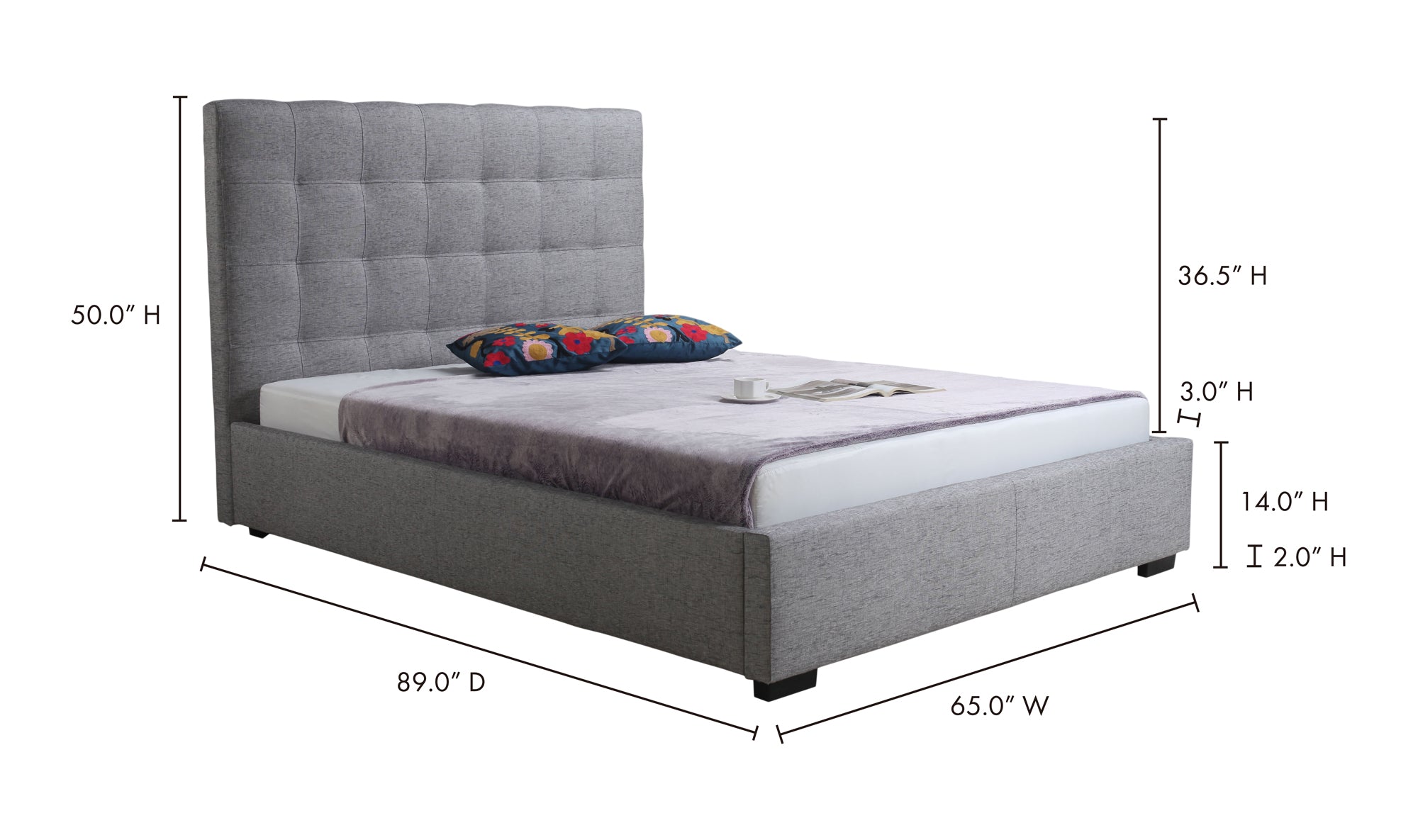 Belle Storage Bed Queen Grey
