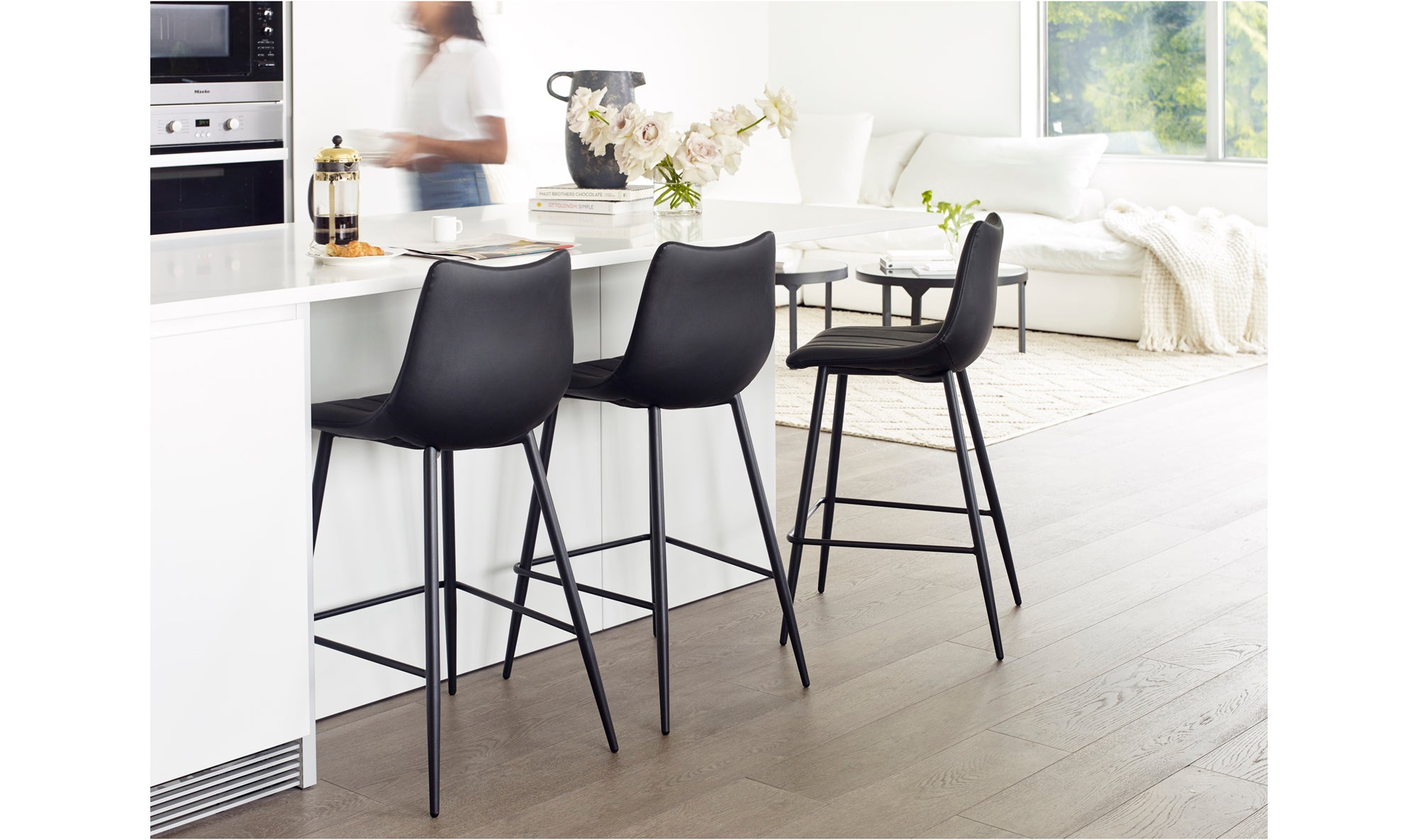 Alibi Bar Stool Matte Black-Set of Two