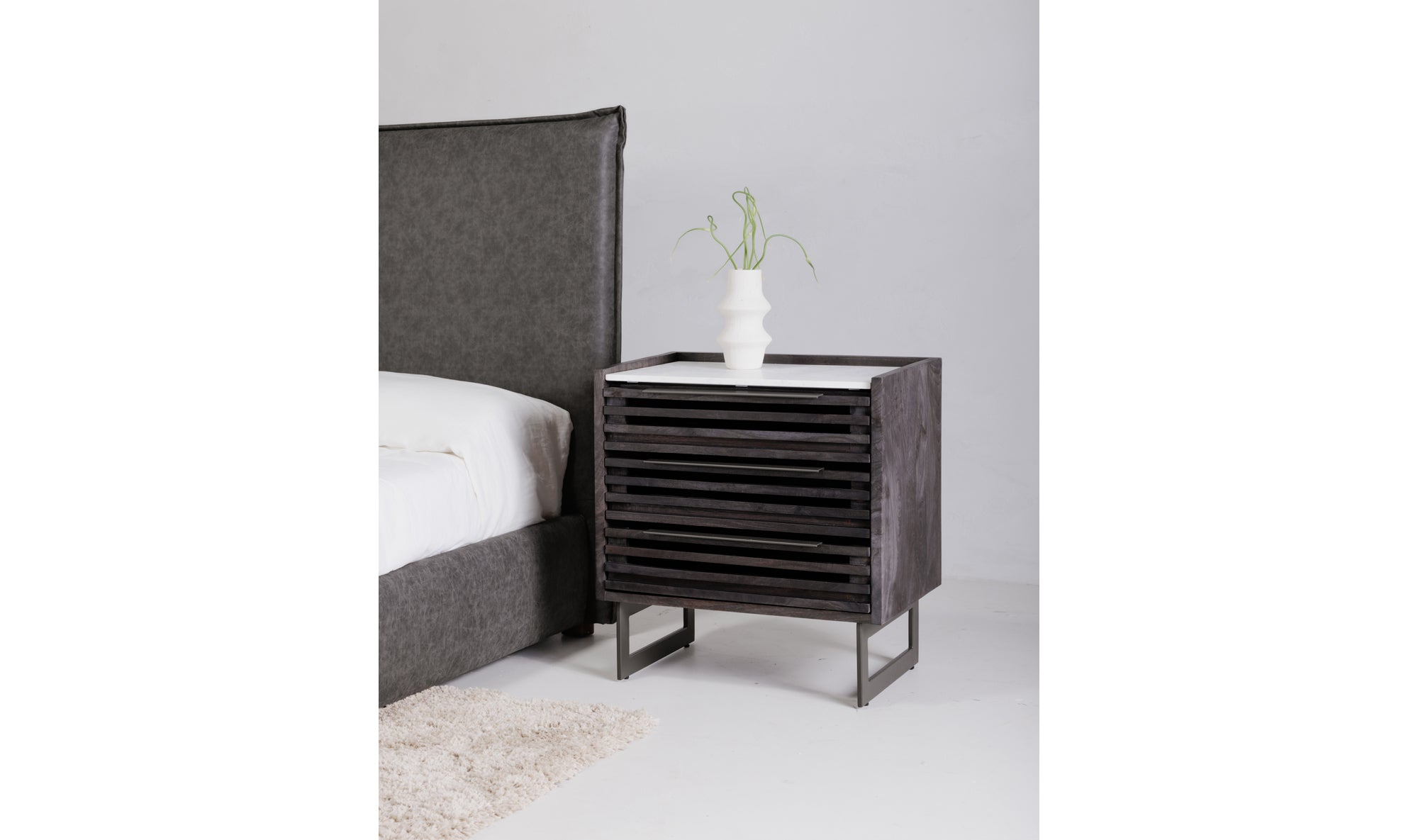 Paloma 3 Drawer Nightstand Charcoal Grey