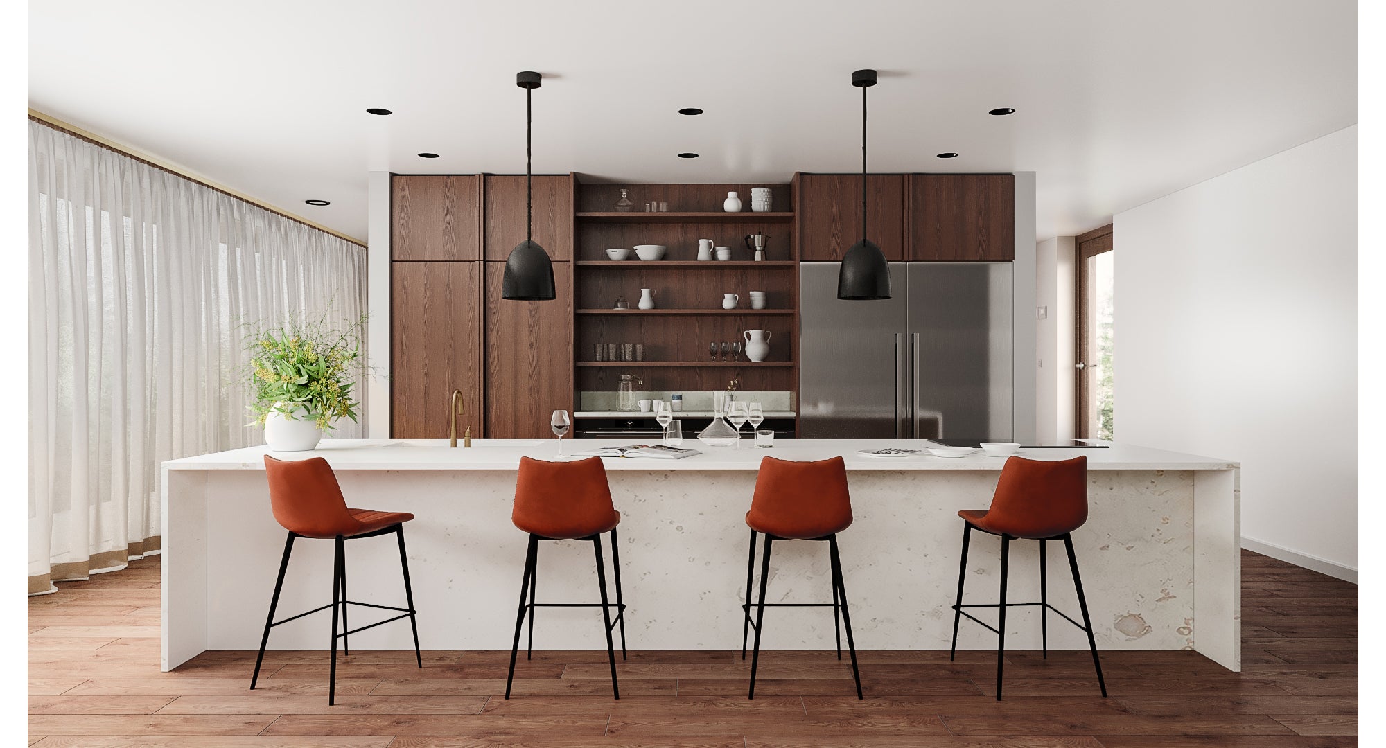 Alibi Counter Stool Brown-Set of Two