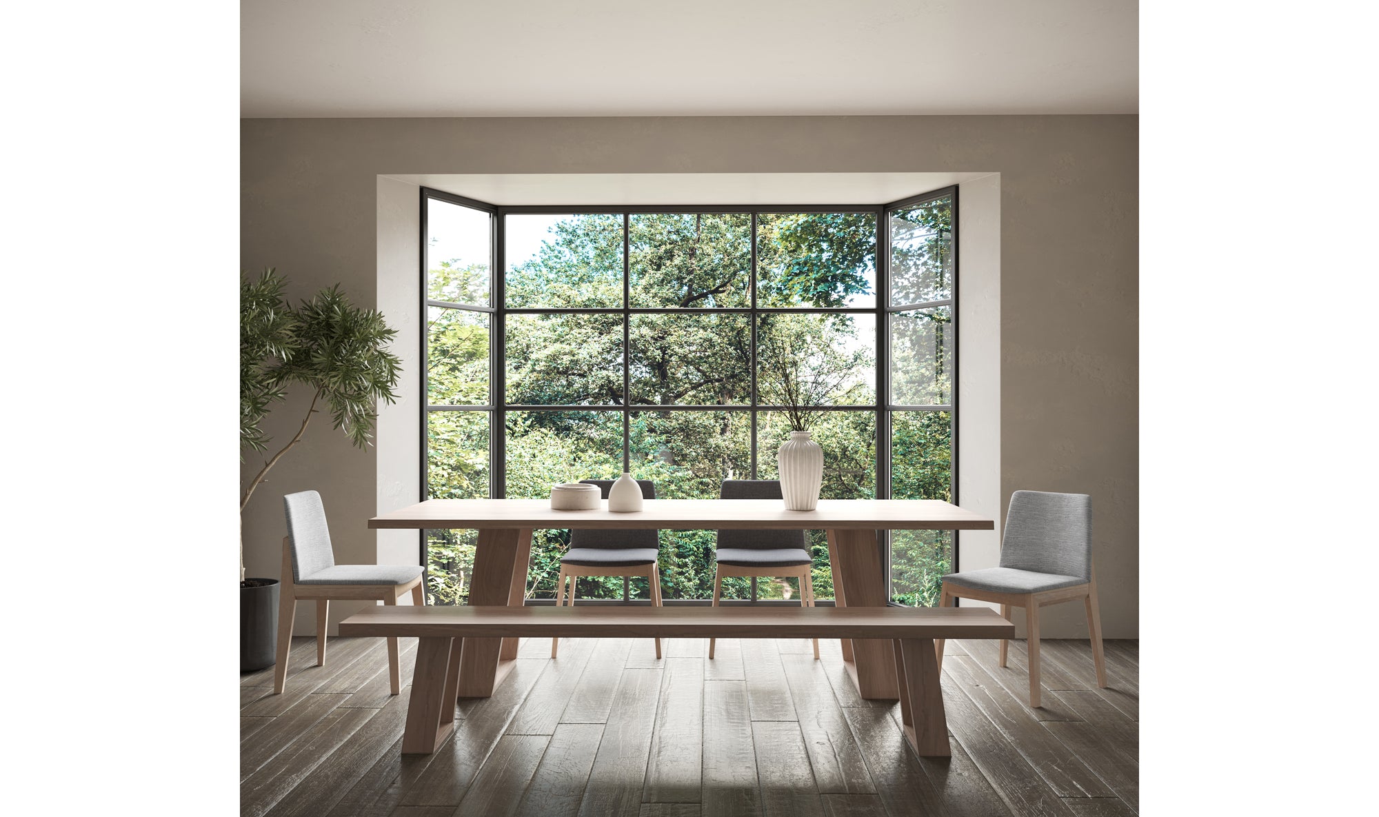 Deco Oak Dining Chair Dark Grey - Set Of Two