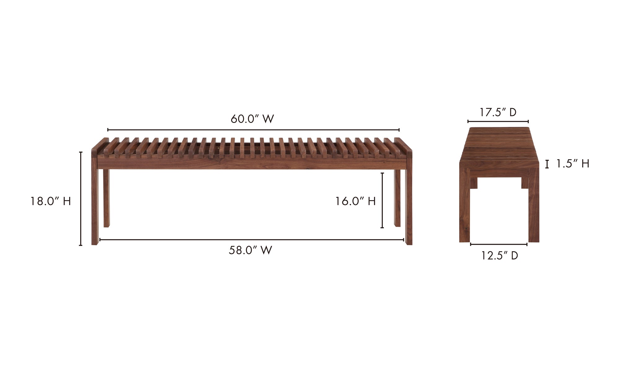Rohe Bench Walnut Brown