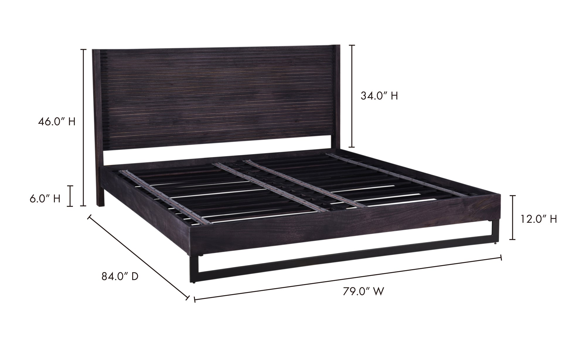 Paloma Queen Bed Charcoal Grey