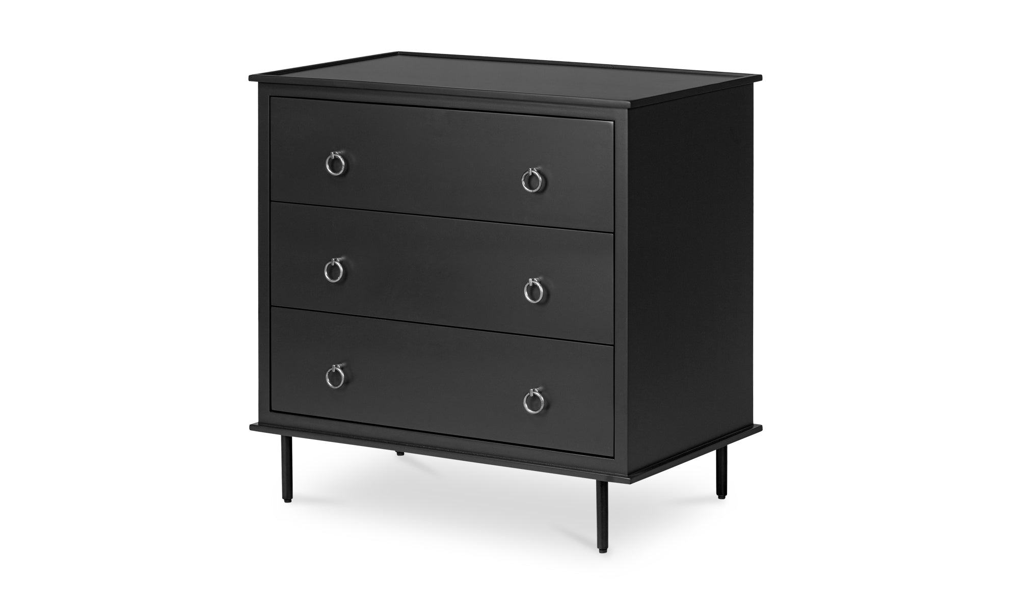 Reagan 3 Drawer Nightstand Black