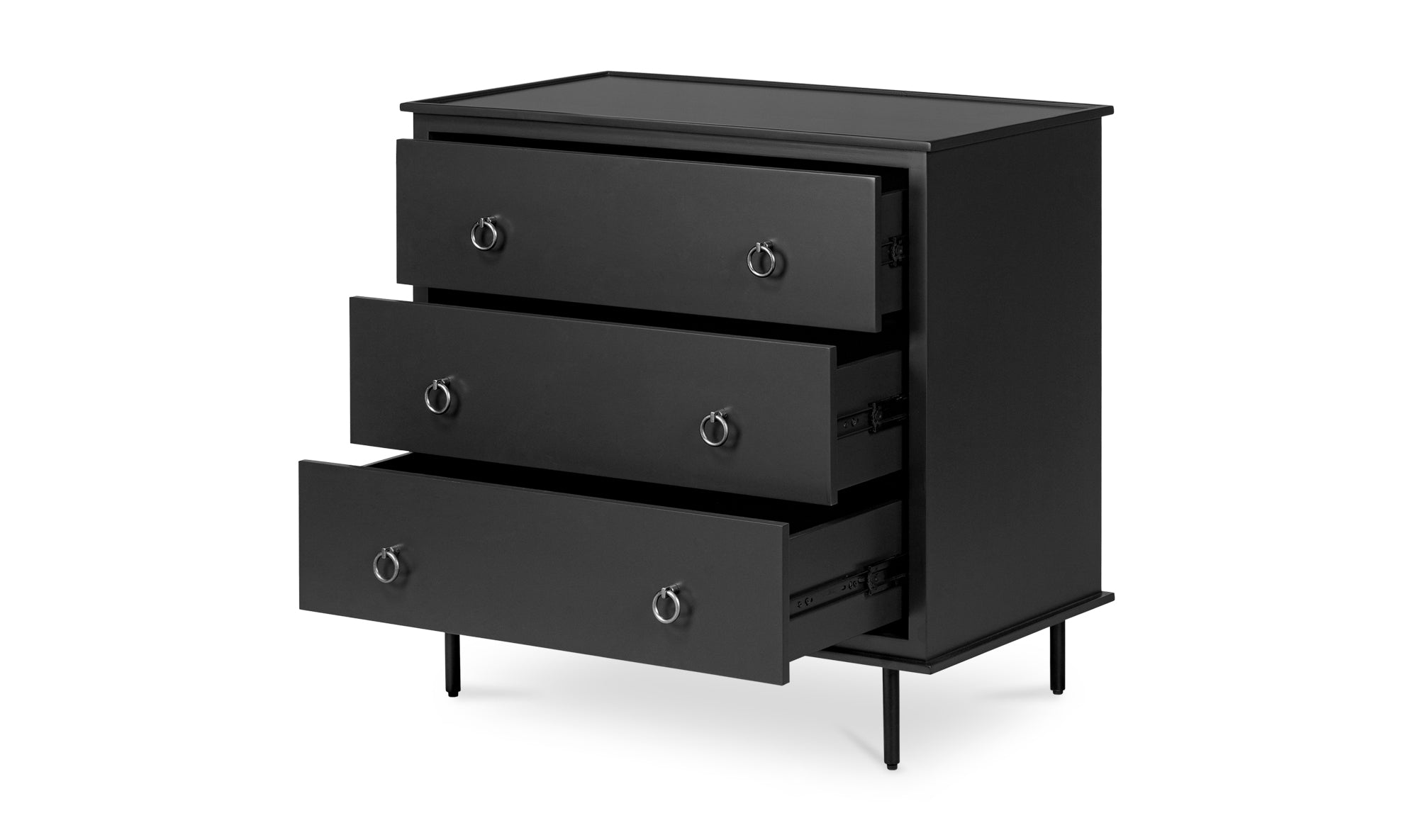 Reagan 3 Drawer Nightstand Black