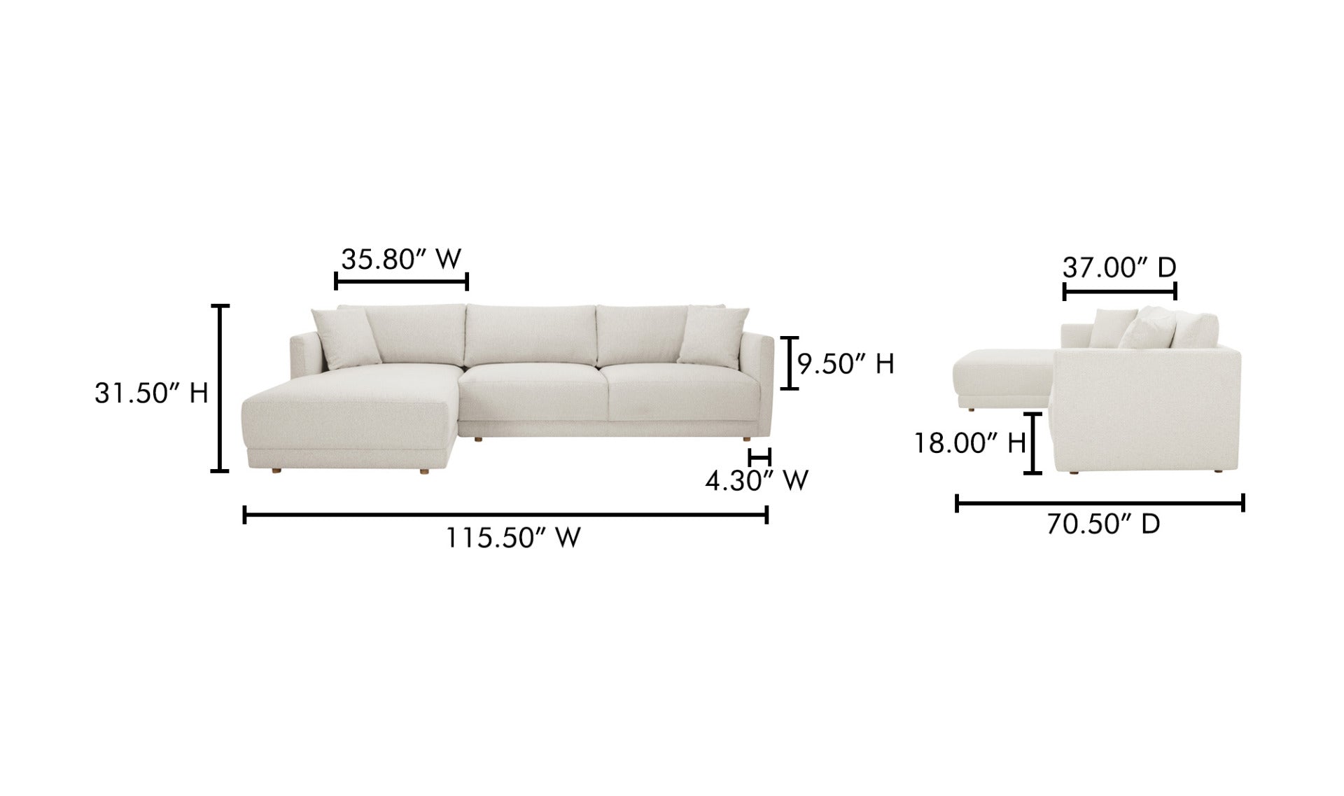 Bryn Sectional Left Oyster