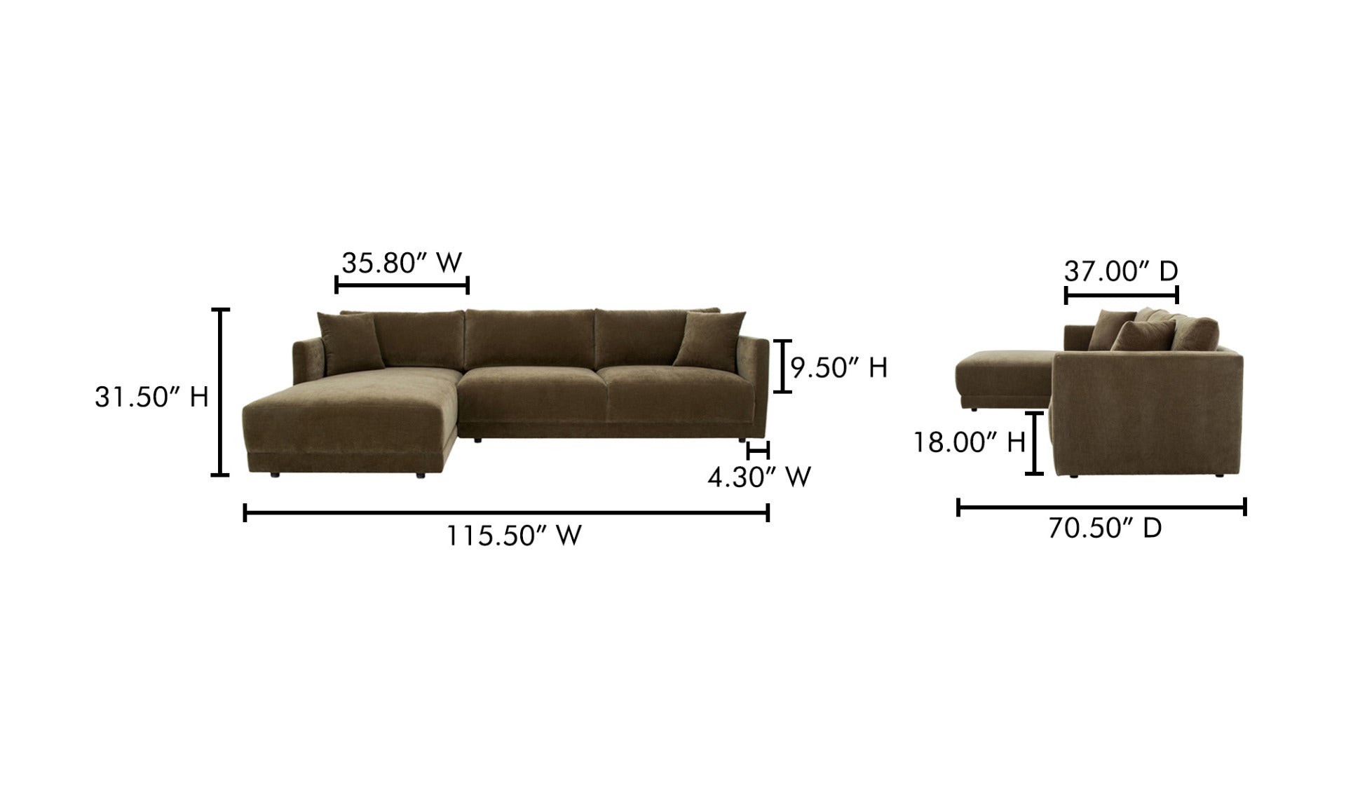 Bryn Sectional Left Heritage Cedar Green