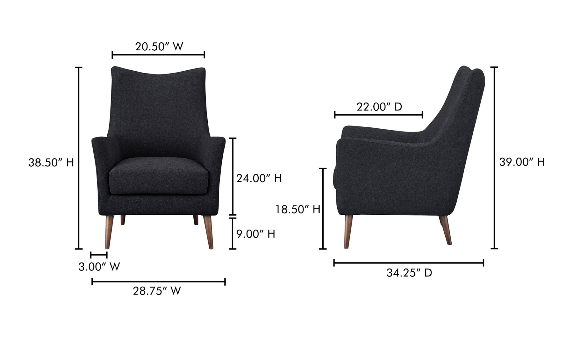 Fisher Armchair Wool Blend Charcoal