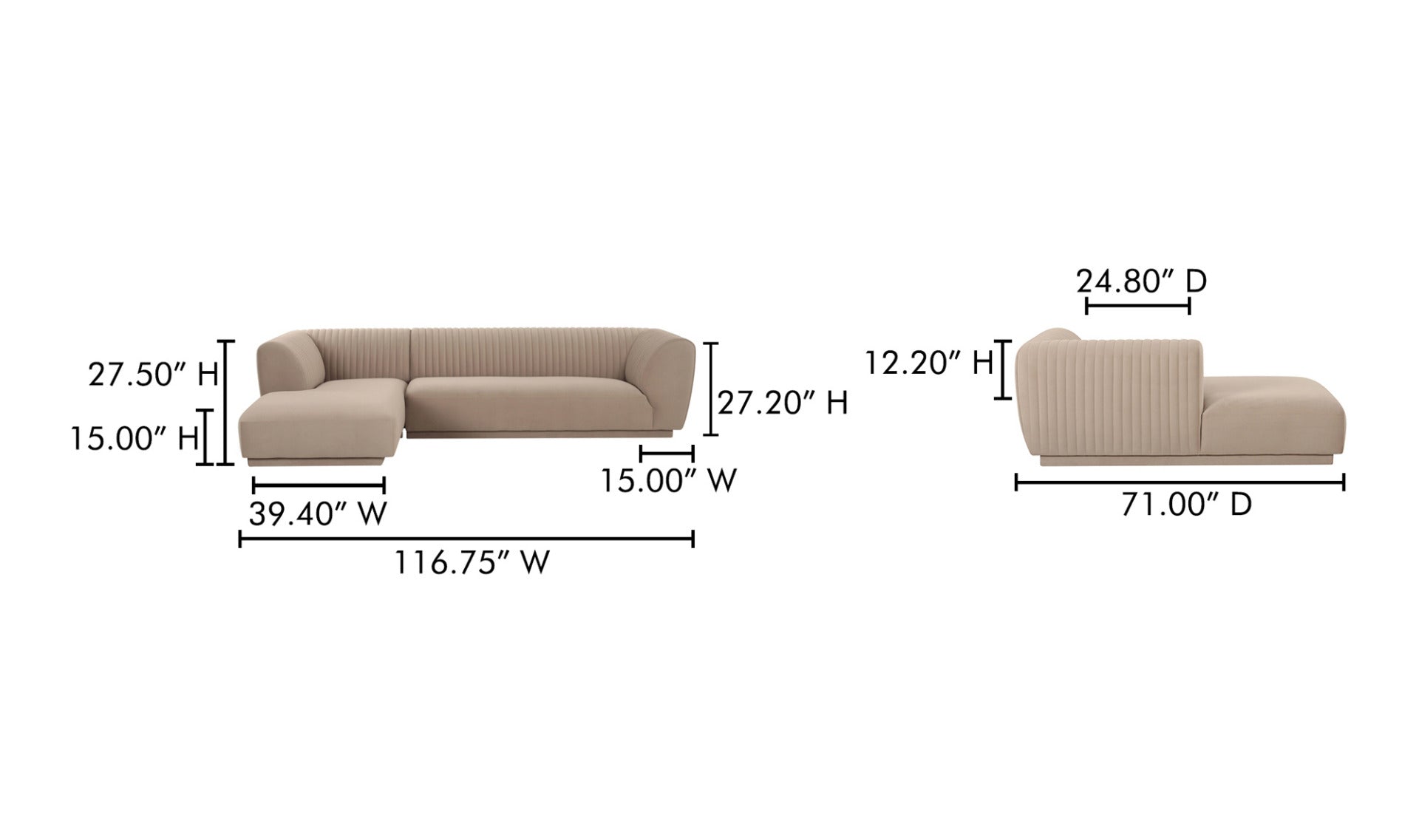 Zandro Left Sectional Beige