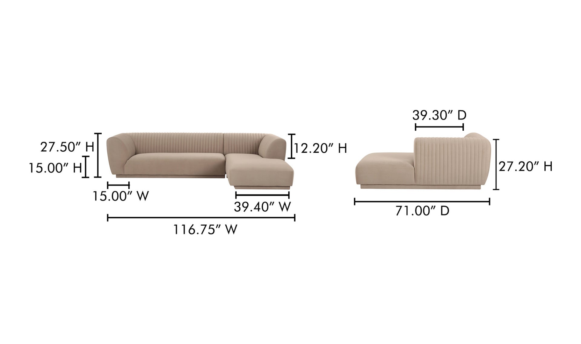 Zandro Right Sectional Beige