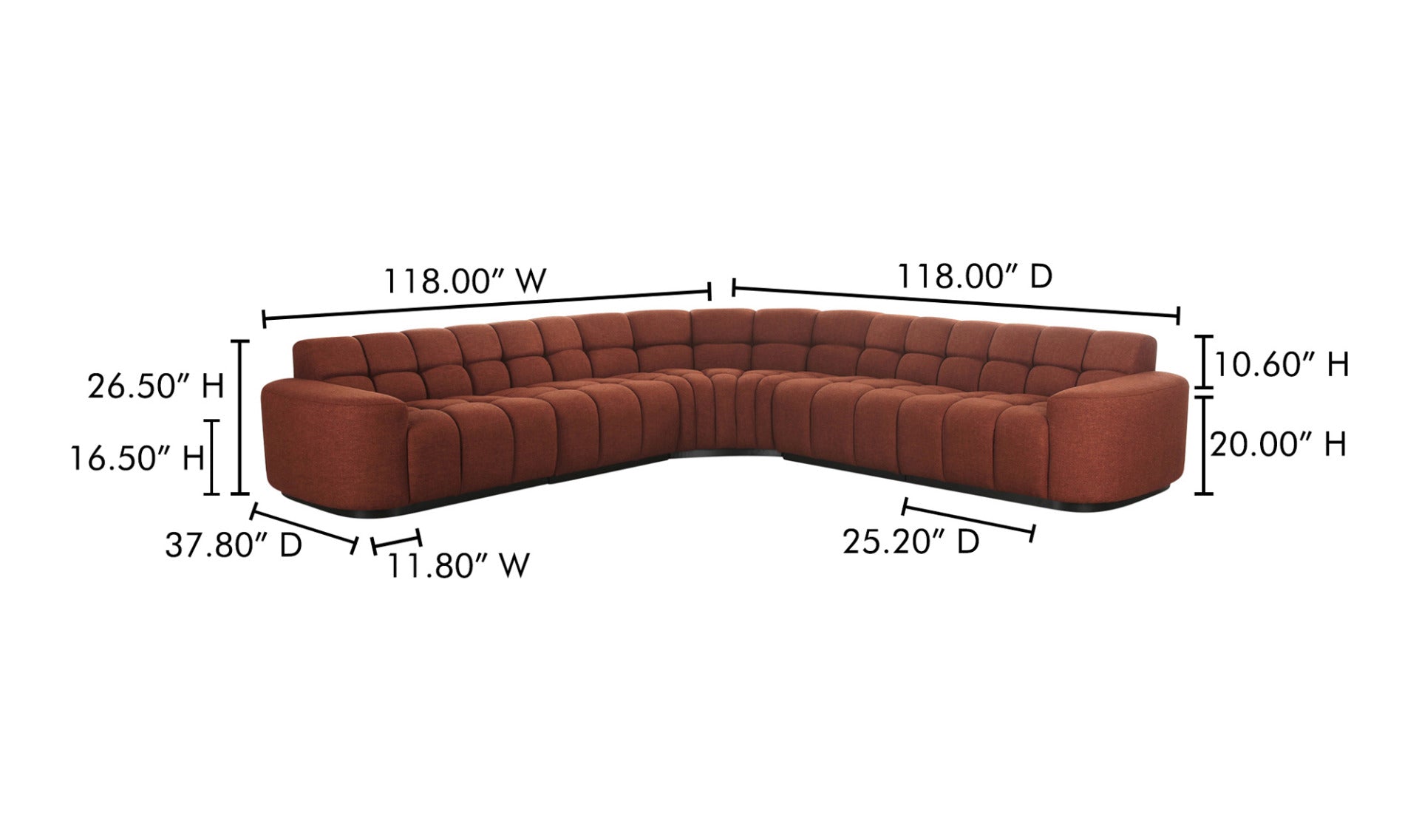 Roman L-Shaped Sectional Rust