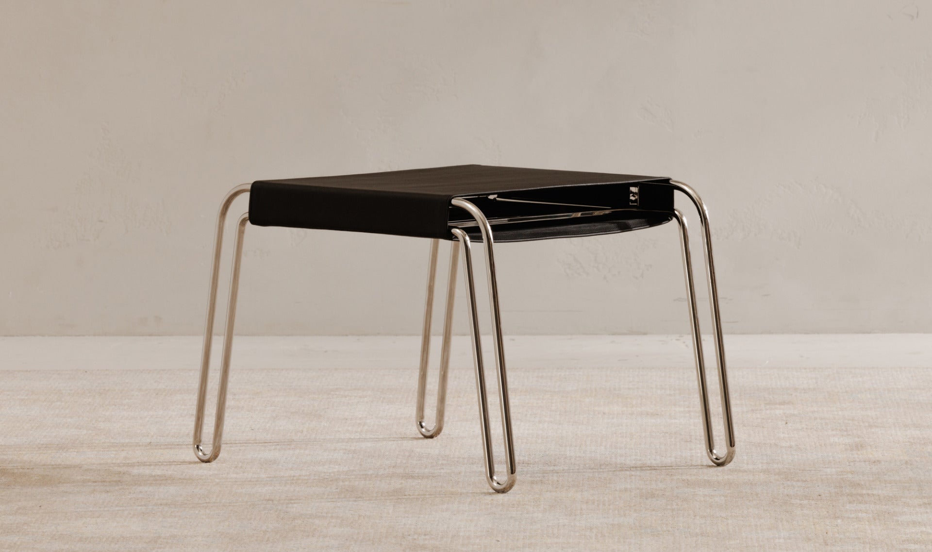 Petra Leather Stool Black