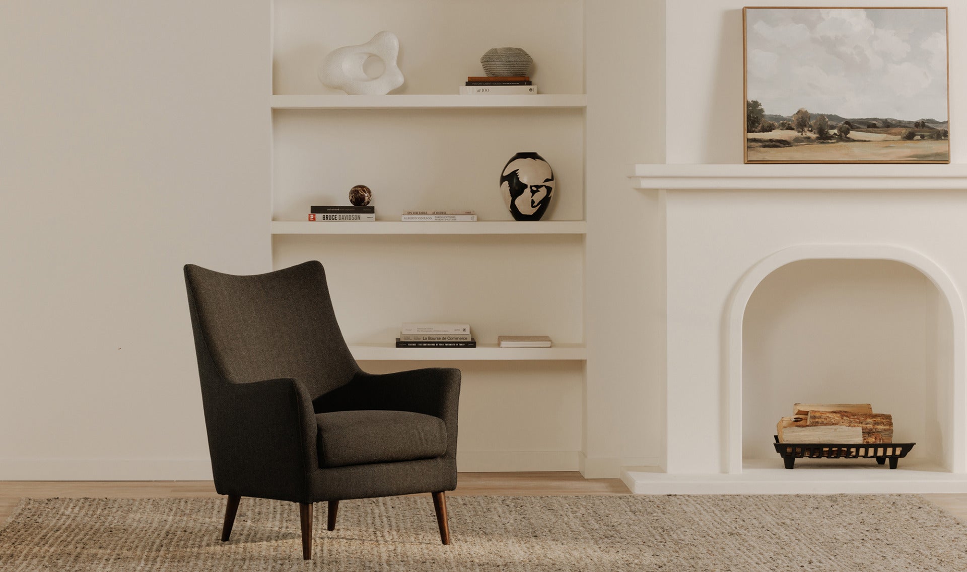 Fisher Armchair Wool Blend Charcoal