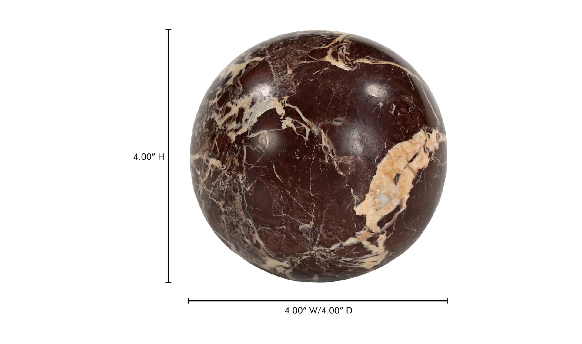Odessa Sphere Tabletop Accent Red Levanto Marble