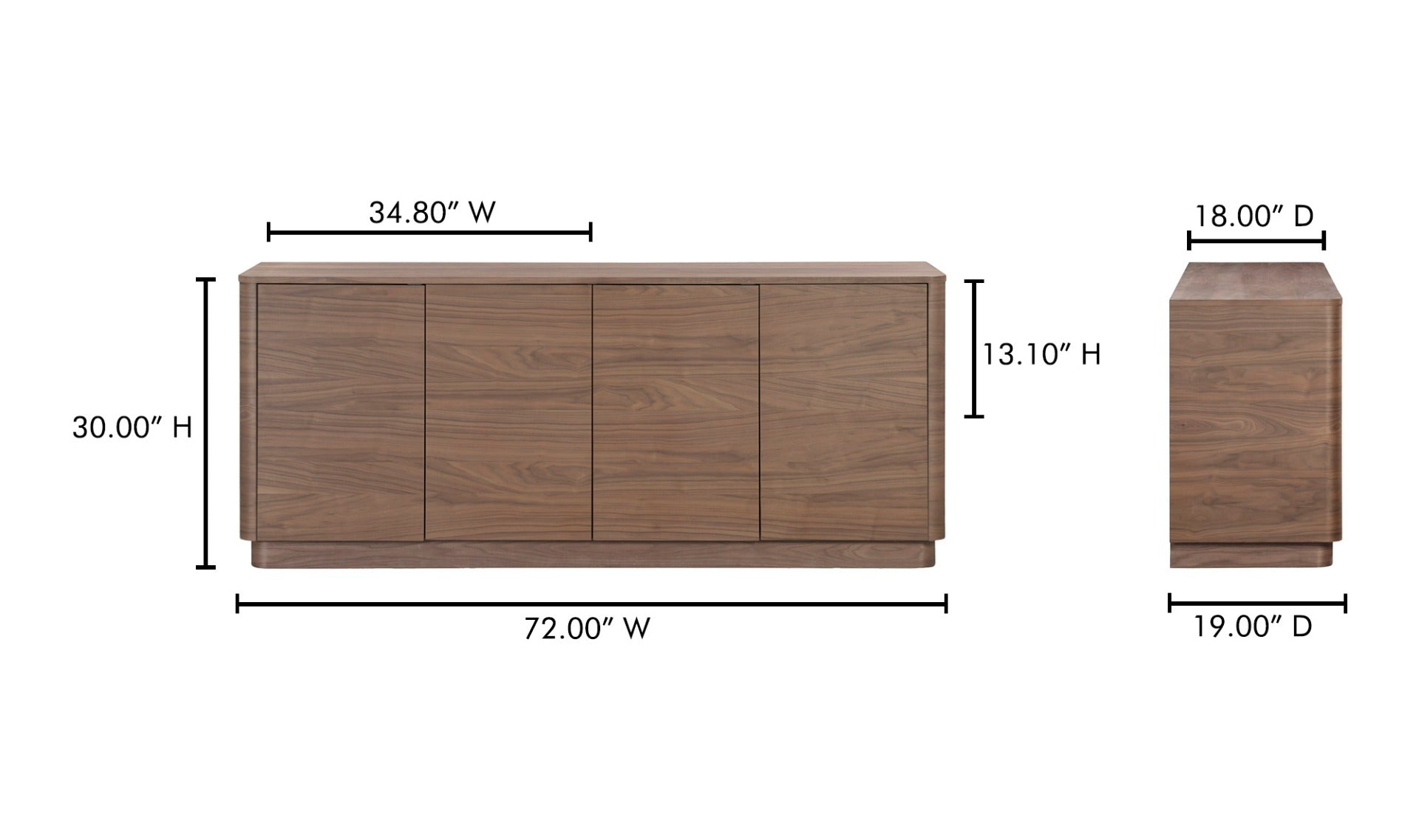 Round Off Sideboard Walnut Brown