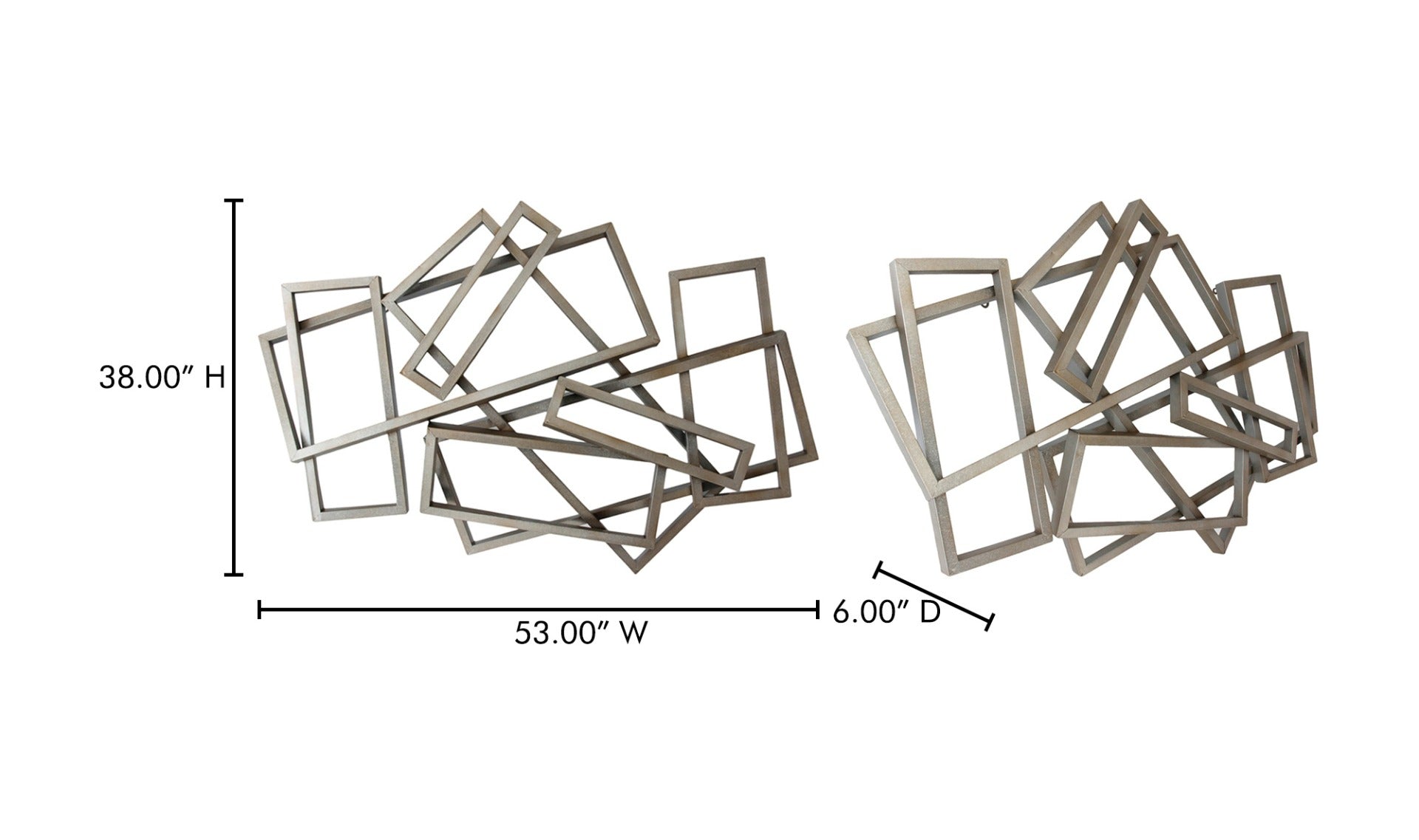 Metal Rectangles Wall Décor Silver
