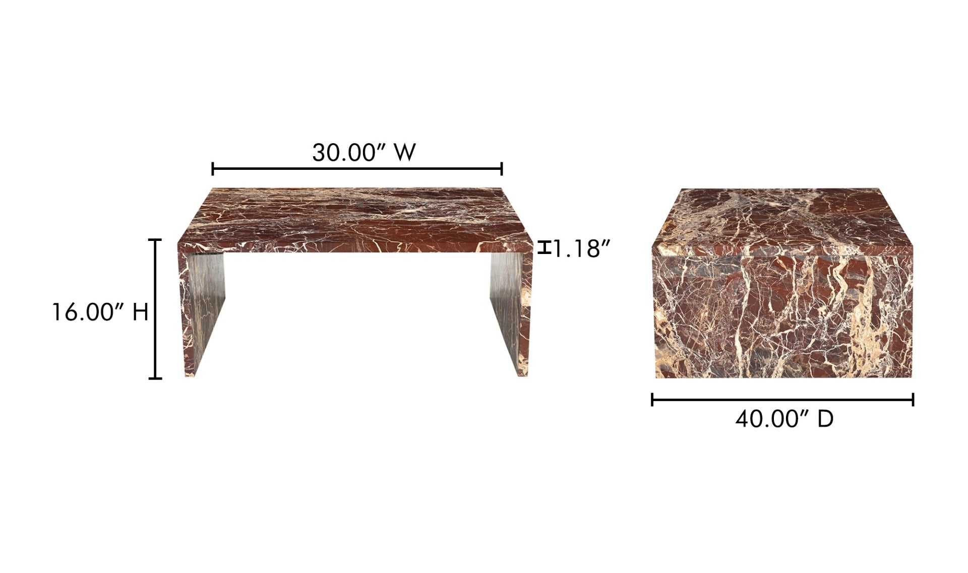 Rosa Coffee Table Rosso Levanto Marble